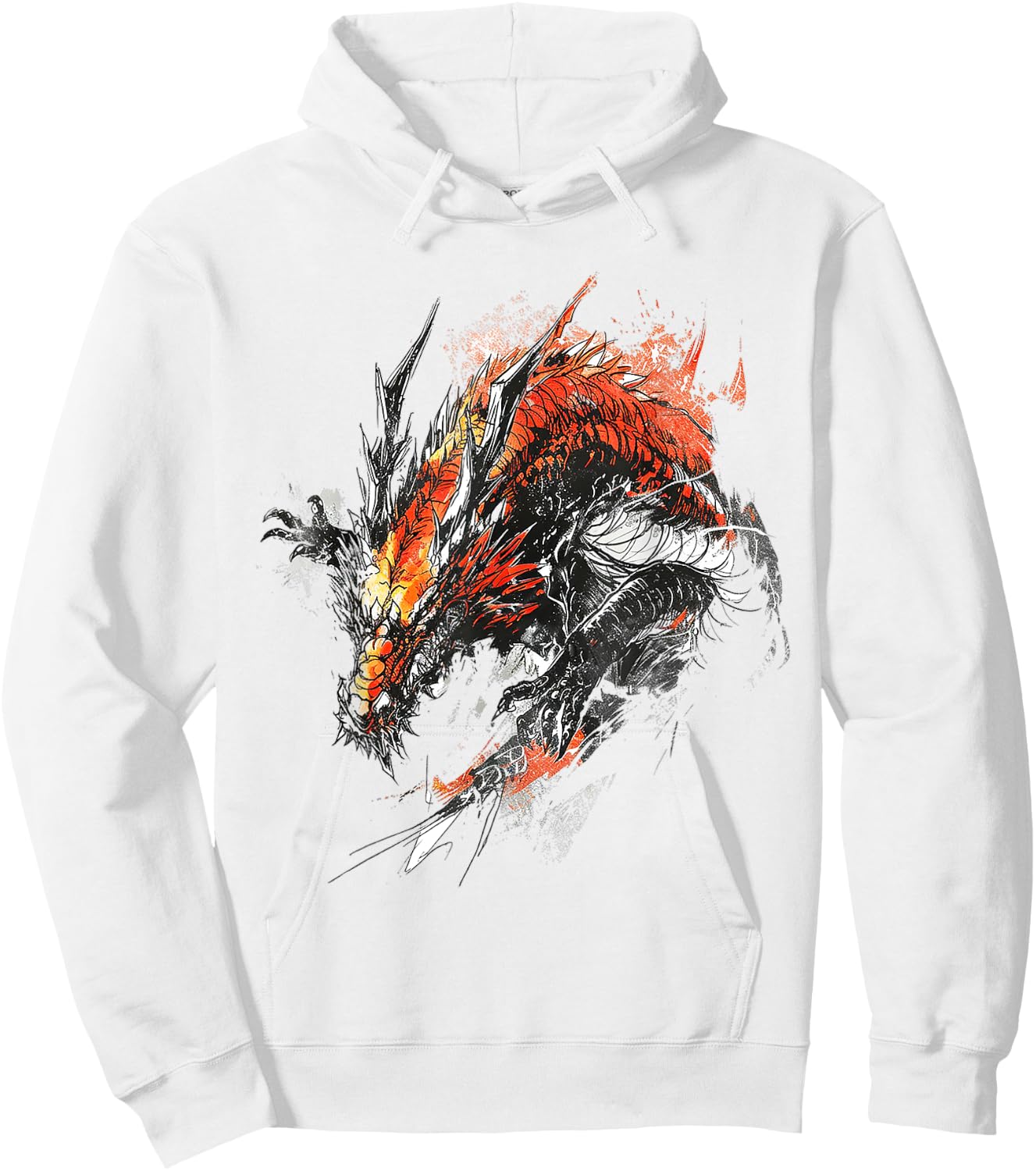 Abstract Dragon Pattern Drawing Art Animal Dragon , white, S Hoodie - Hoodie | White