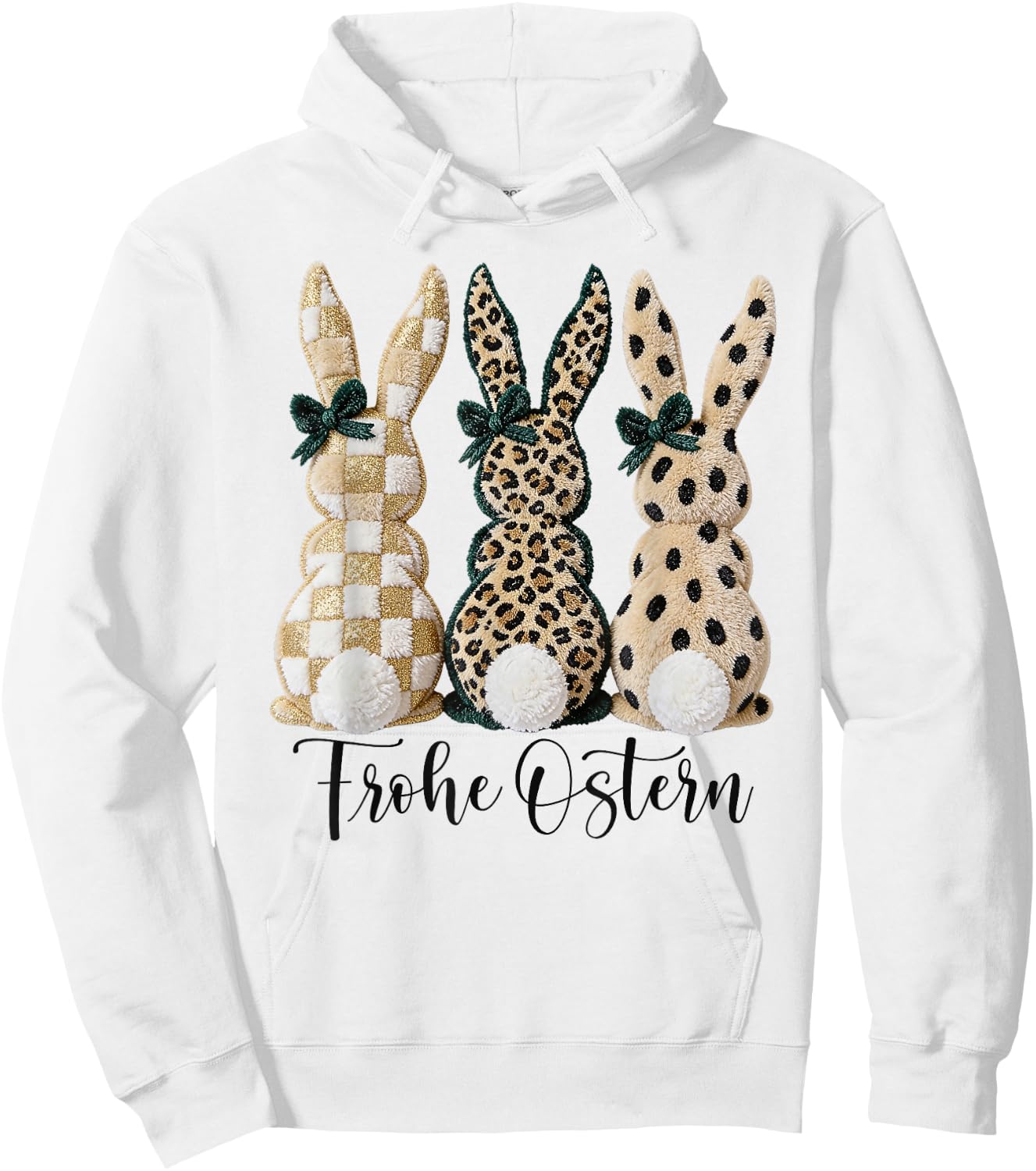 Frohe Ostern Hasen Vintage Leo Karo Punkte Print Oster Deko Hoodie - Hoodie | White
