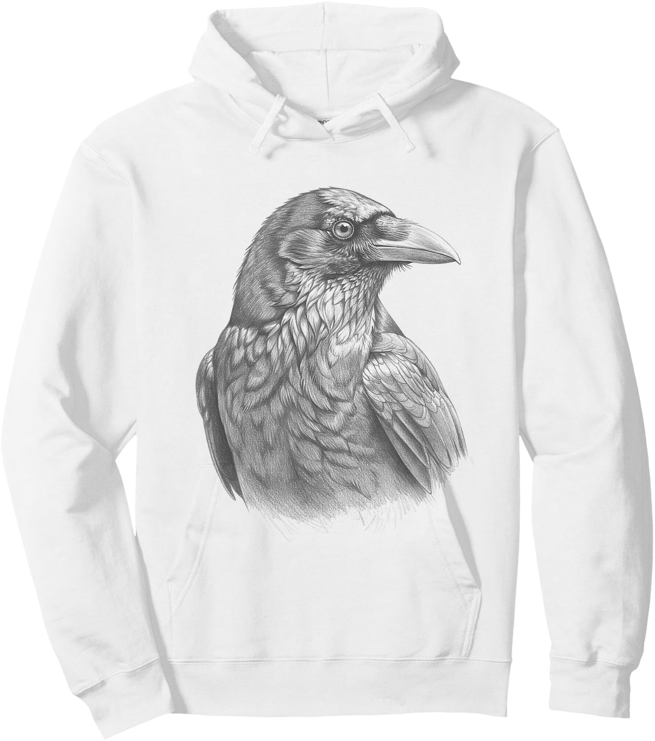 Vintage Crow Drawing Art Raven Design Hoodie - Hoodie | White