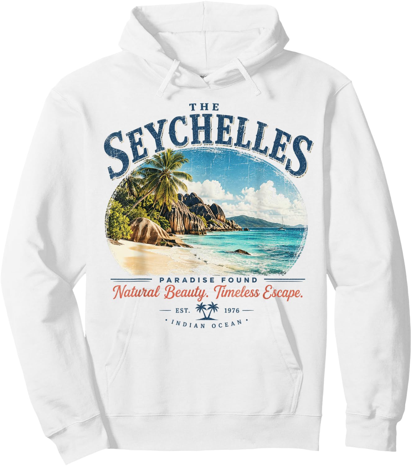 Seychelles - Vintage Tropical Paradise - Indian Ocean Hoodie - Hoodie | White