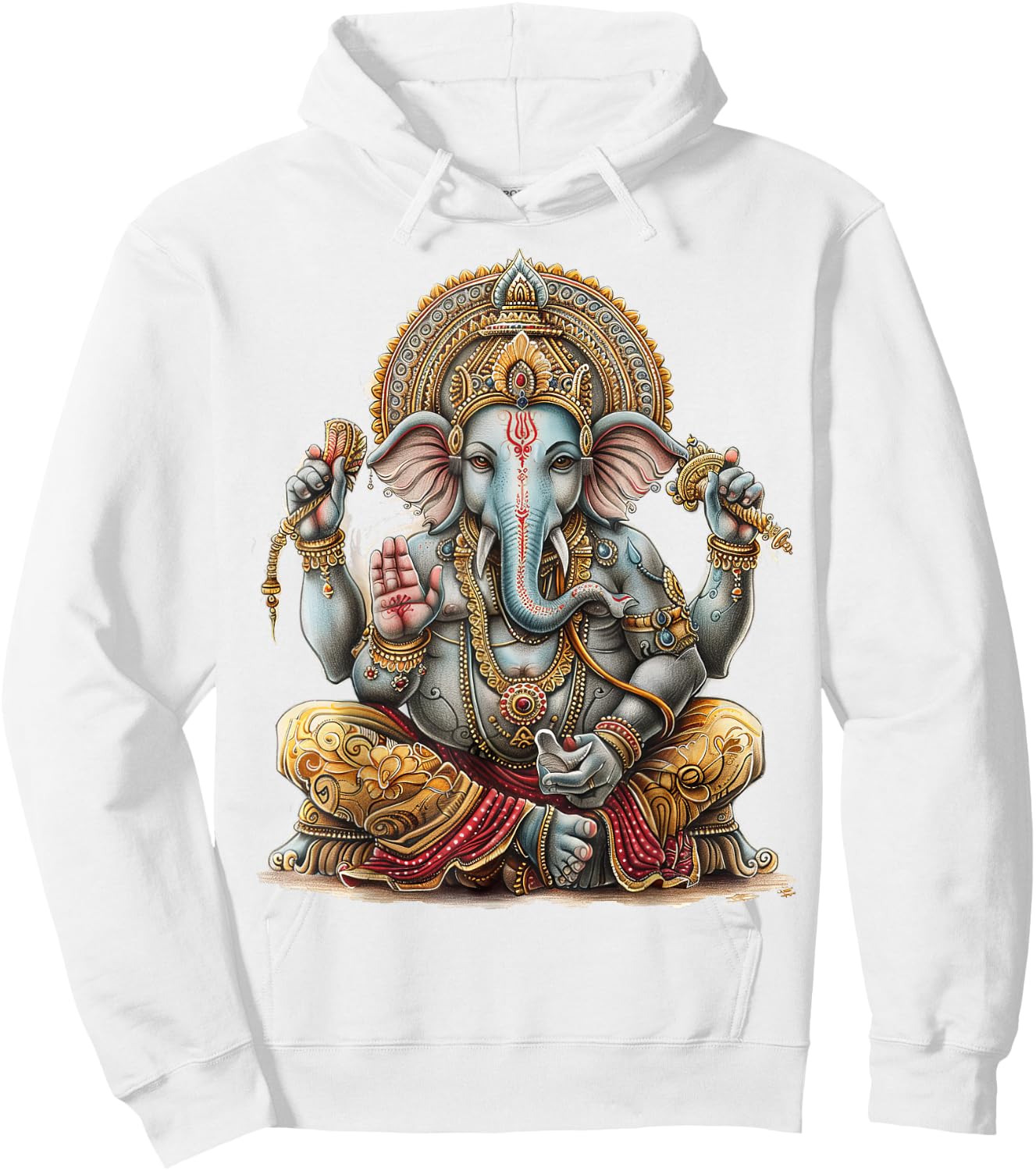Ganesh Spiritual Hindu God Elephant Yoga Meditation , White Hoodie - Hoodie | White