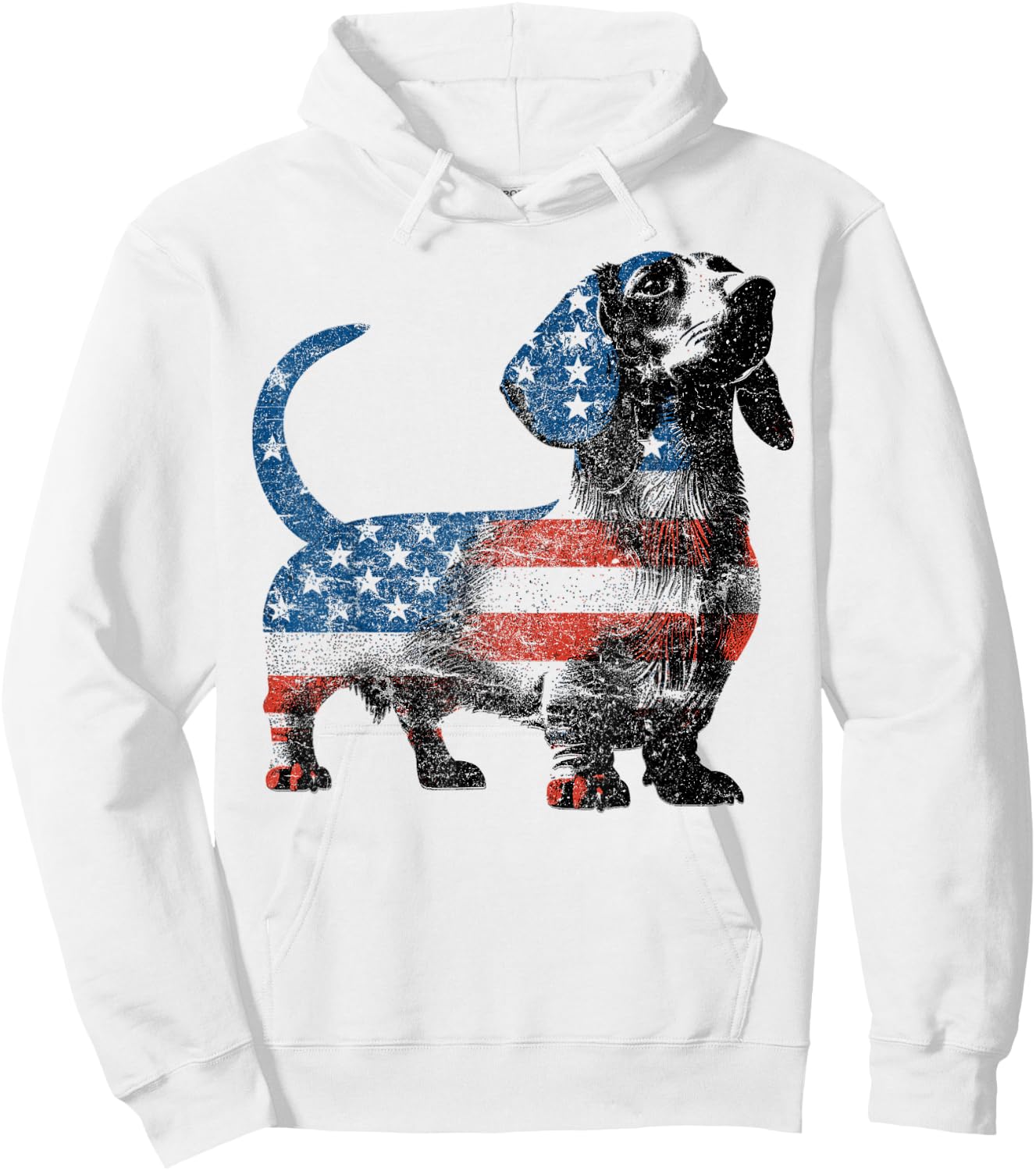 Patriotic Dachshund Dog Lovers American Flag 4th of July Hoodie - Hoodie | White