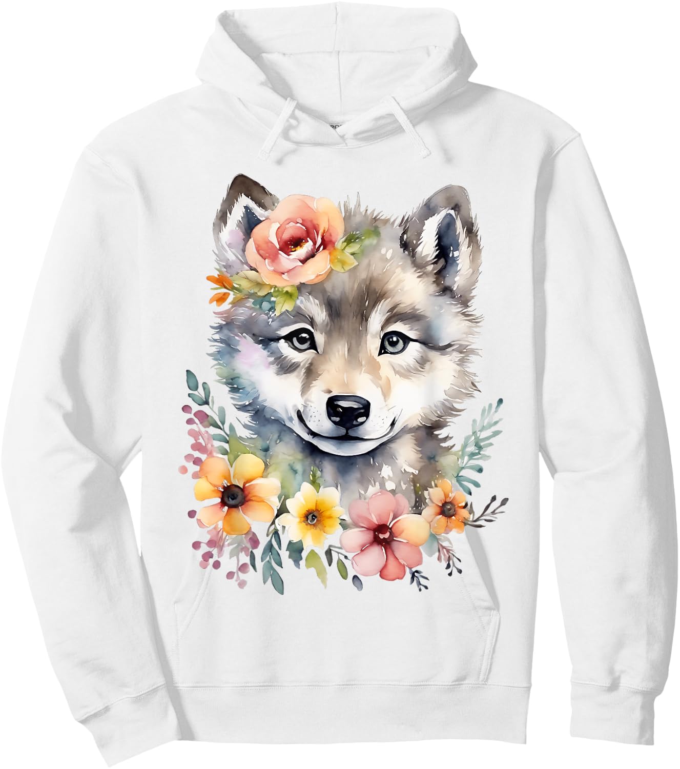 Cute Wolf Wolf Cub Wolf Motif Wolf Baby Cute Animal , White Hoodie - Hoodie | White