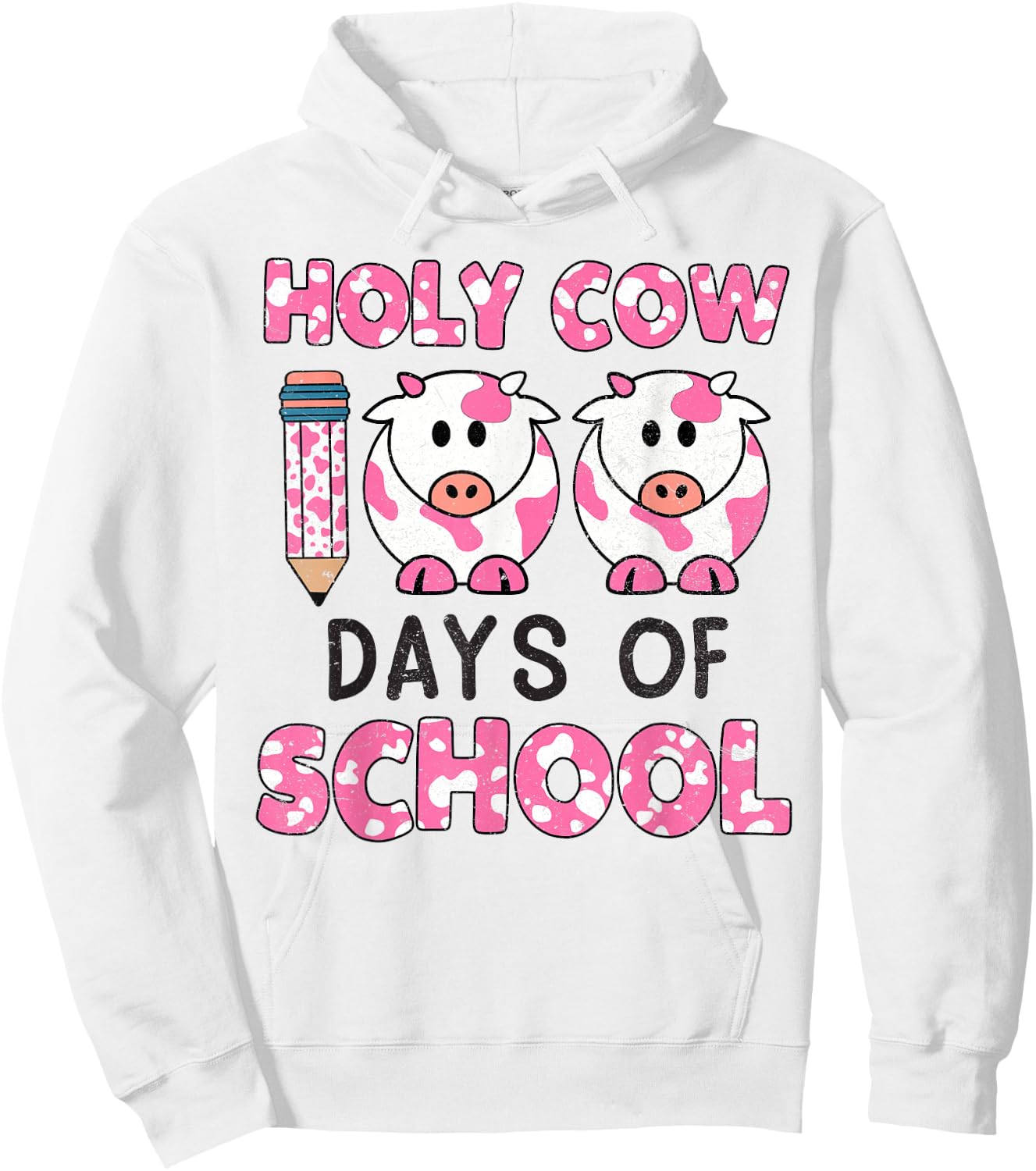 Holy Cow 100 Days Of School 100 Days Smarter Teachers Kids Hoodie - Hoodie | White