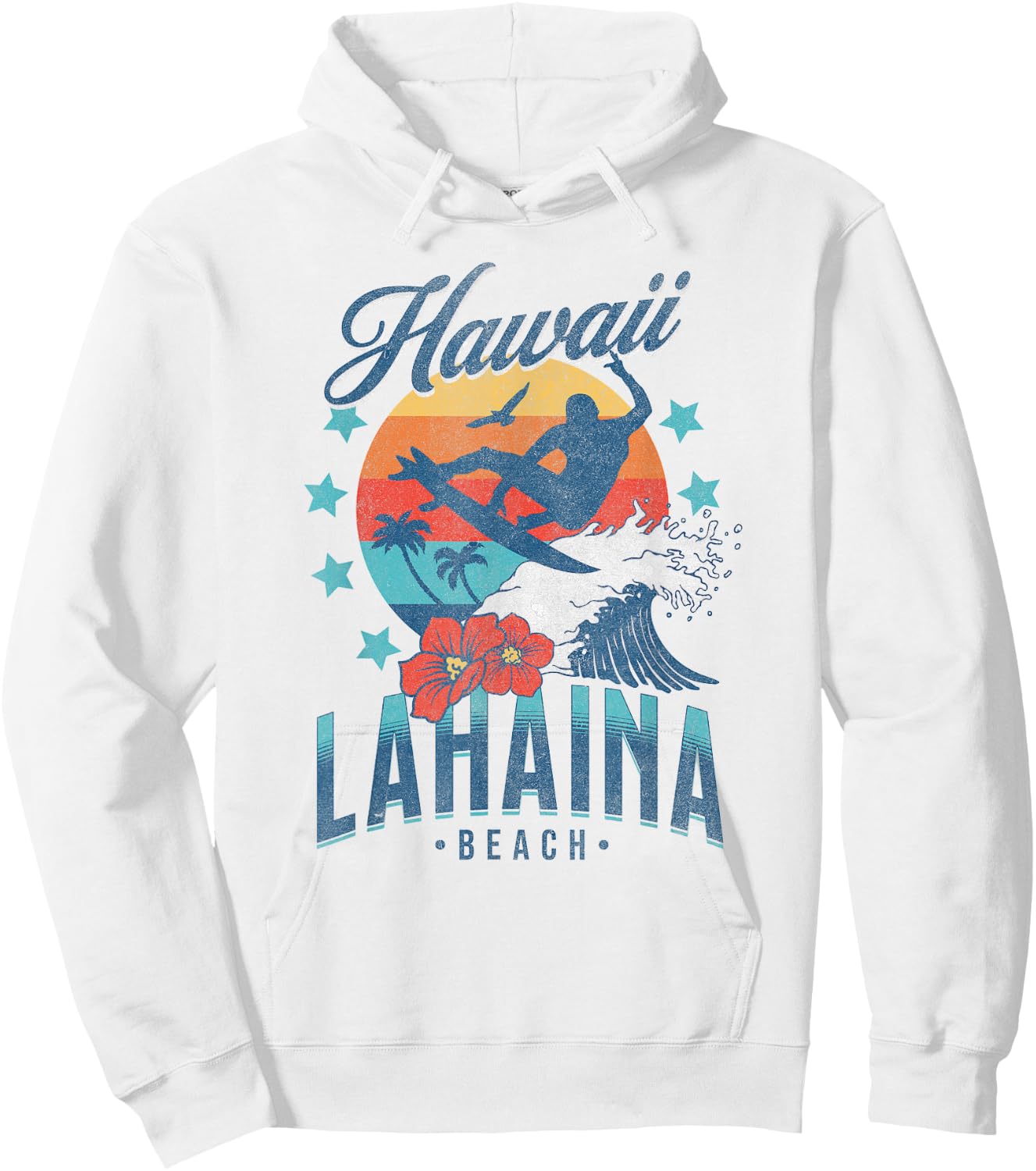 Lahaina Beach Hawaii Surfing Vintage Hawaiian Retro Surf Hoodie - Hoodie | White