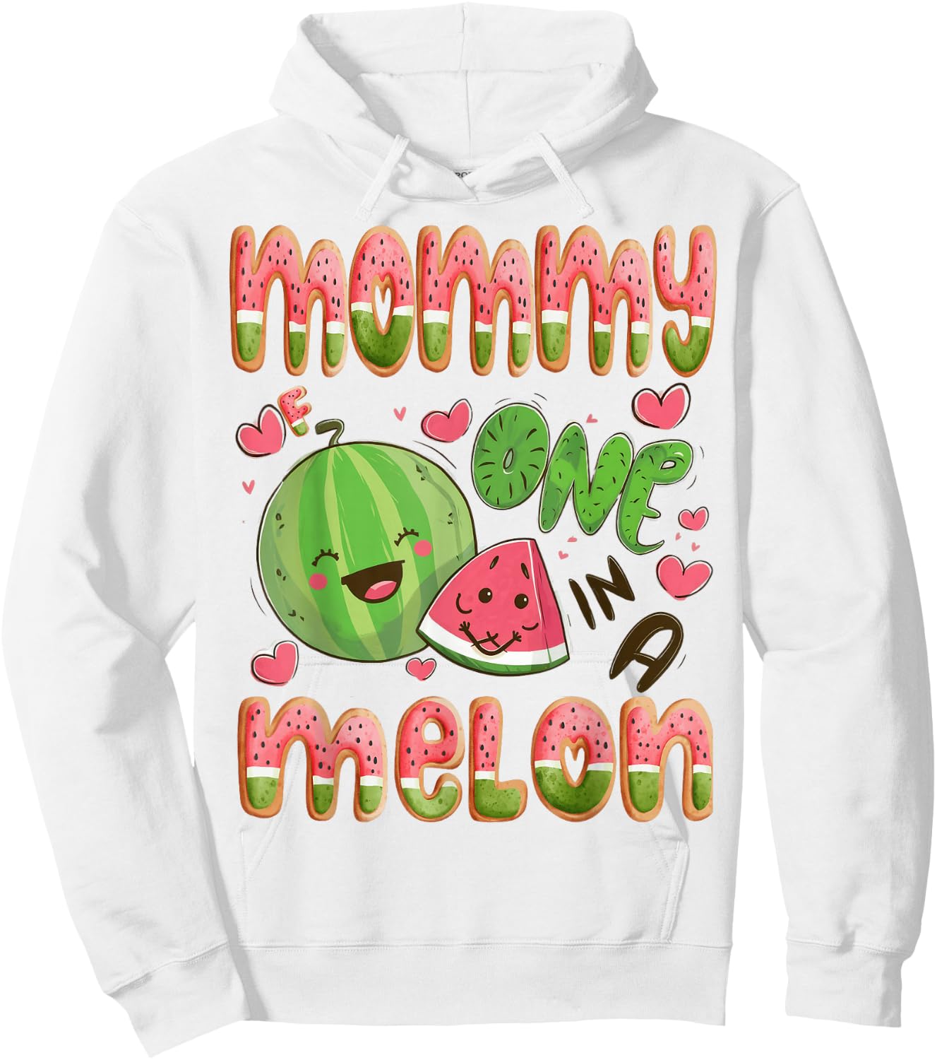 Mommy Of One In A Melon 1St Birthday Watermelon Bday Party Hoodie - Hoodie | White