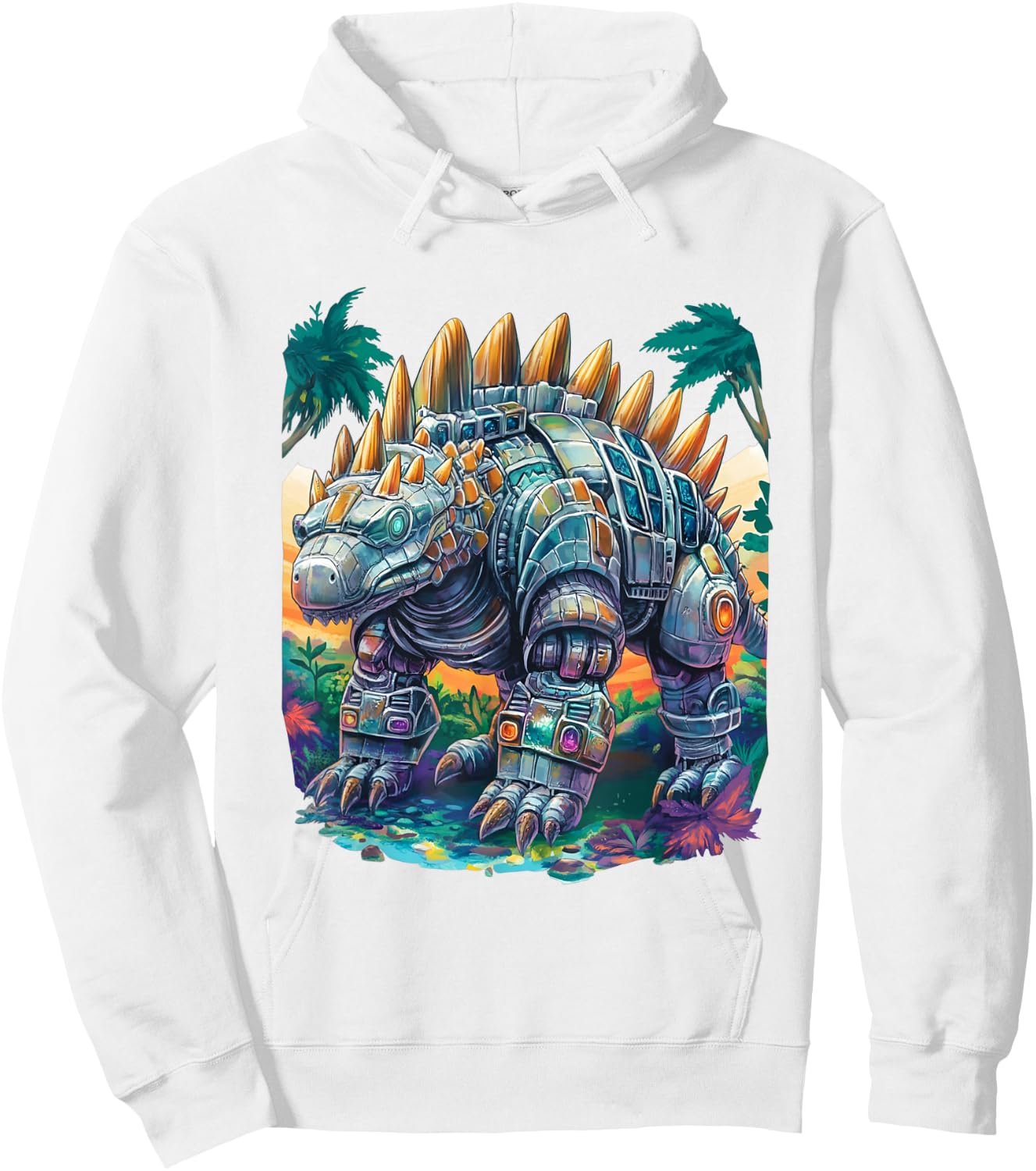 Ankylosaurus Dinosaur Robot Hoodie - Hoodie | White