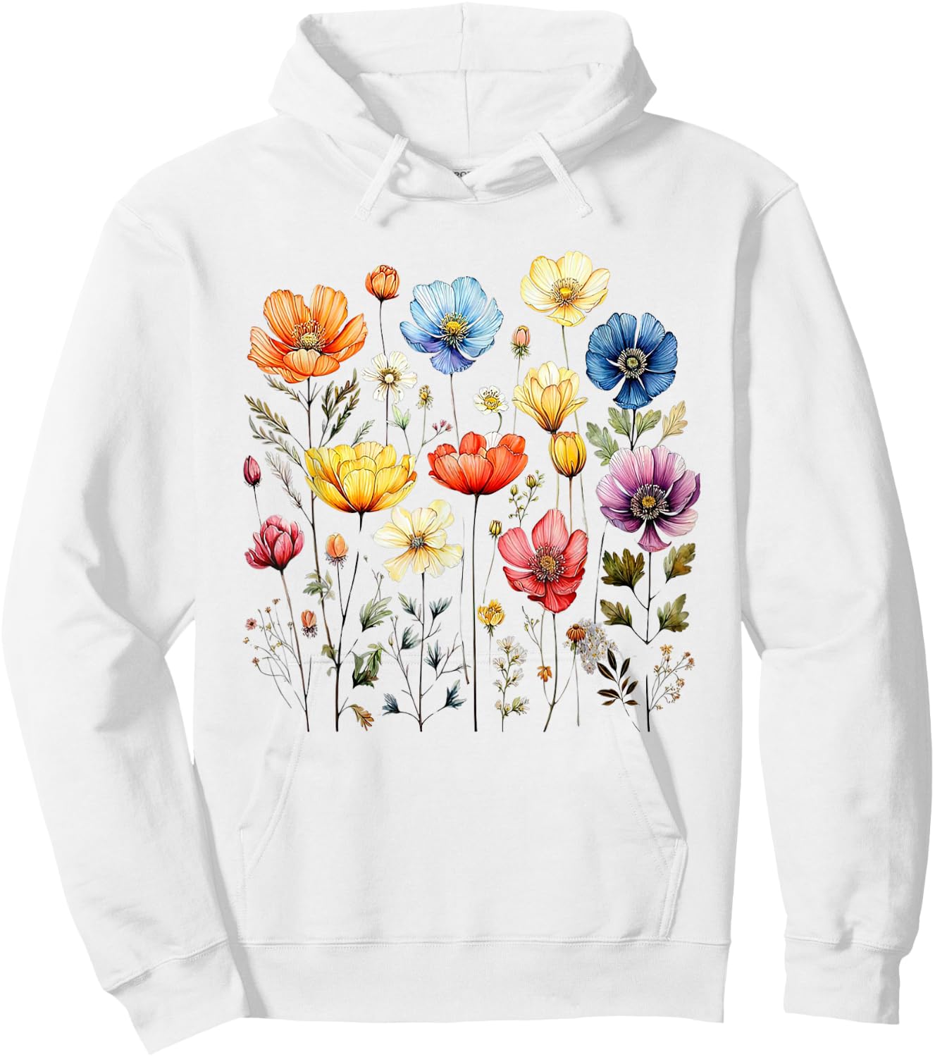 Wildflowers Summer Garden Spring Flowers Retro Women , white, S Hoodie - Hoodie | White