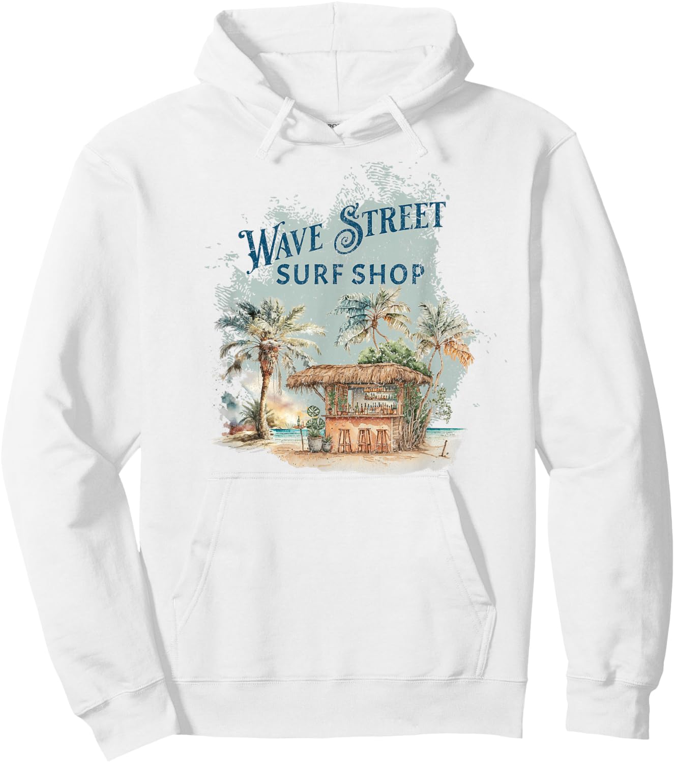 Wave Street Retro Vacation Beach Surfing Sunset Beach Hut Men Women Kids Hoodie - Hoodie | White