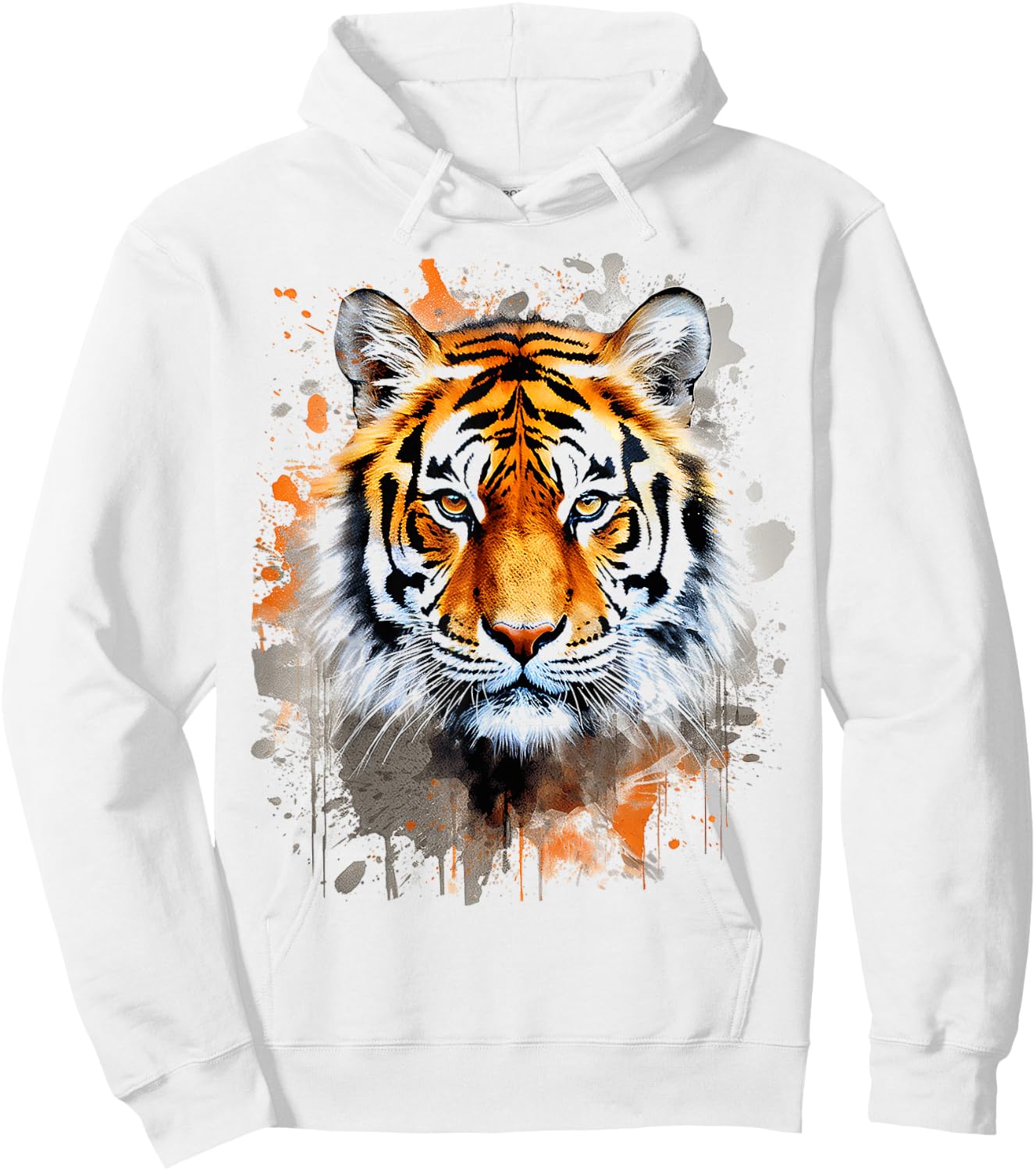 Tiger Animal Abstract Graphic Colorful Painting Tiger , white, S Hoodie - Hoodie | White