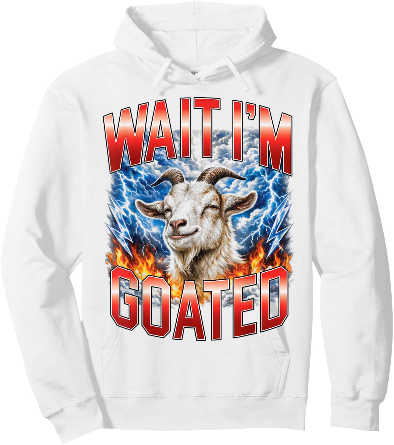 Wait I'm Goated Funny Goat Meme Bootleg Hoodie - Hoodie | White