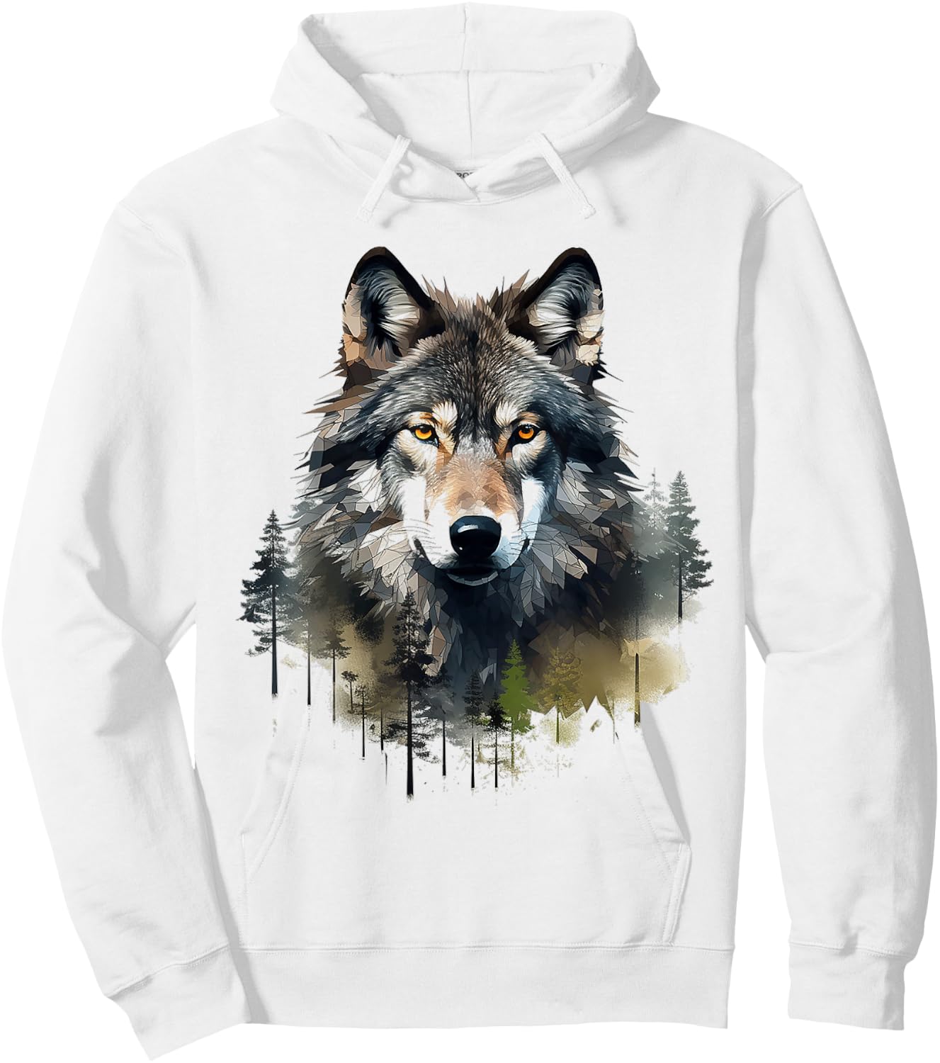 Wolf Animal Nature Pattern Abstract Illustration Painting Wolf , white, S Hoodie - Hoodie | White