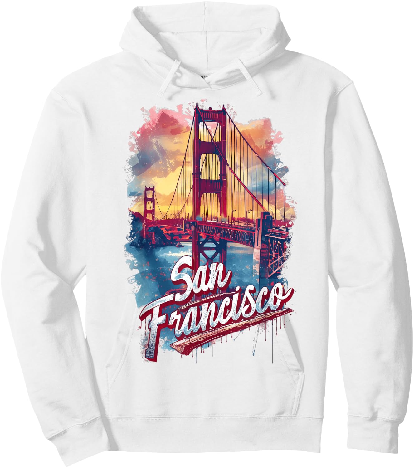 San Francisco Golden Gate Bridge Aquarell Souvenir Hoodie - Hoodie | White