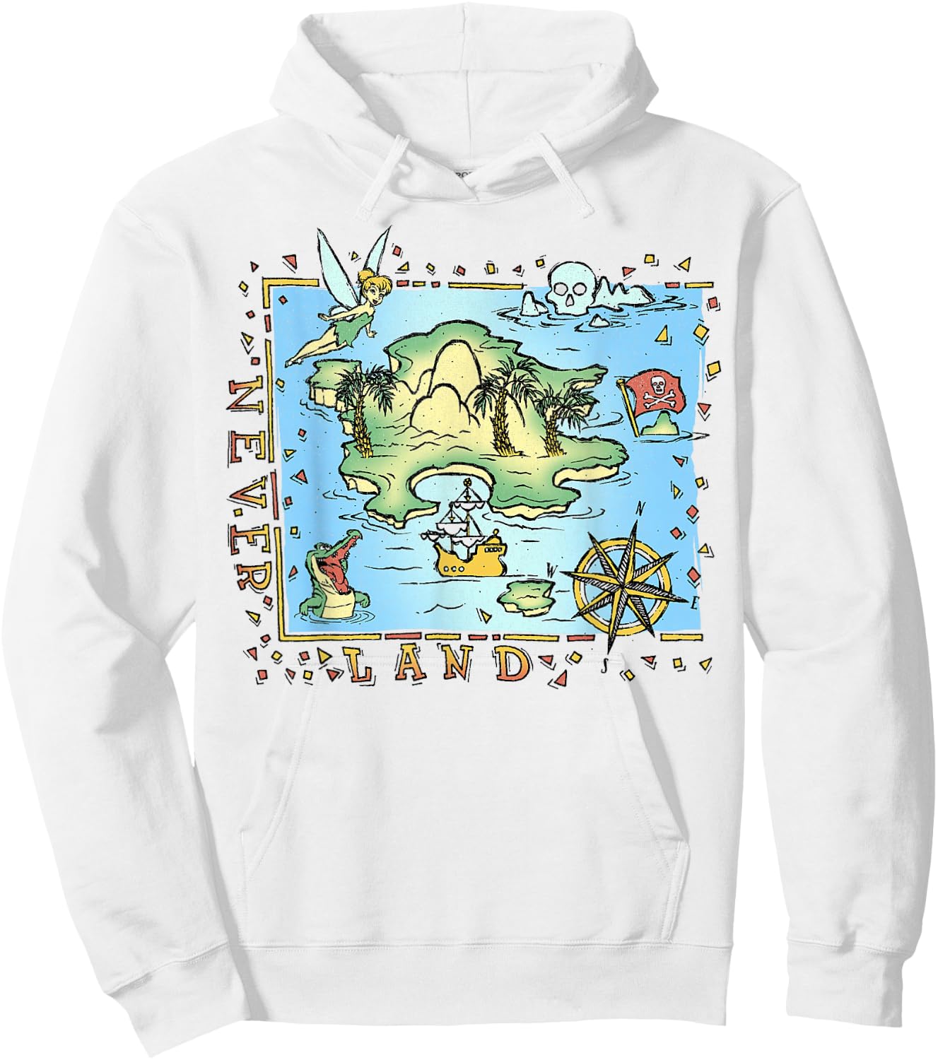 Disney Peter Pan Never Land Map Vintage Poster Hoodie - Hoodie | White