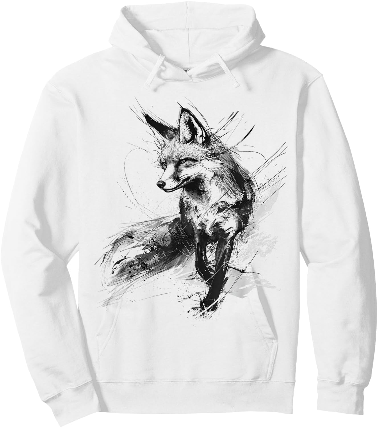 Fuchs Tierdruck Zoo Zeichnung Kunstwerk Abstrakter Fuchs Hoodie - Hoodie | White
