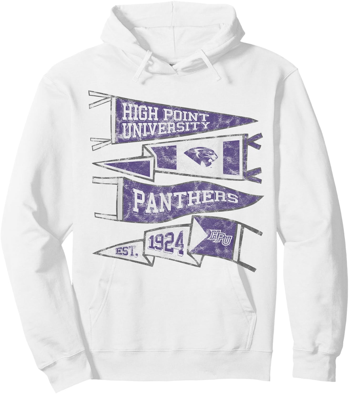 High Point University Panthers Distressed Pennants Hoodie - Hoodie | White