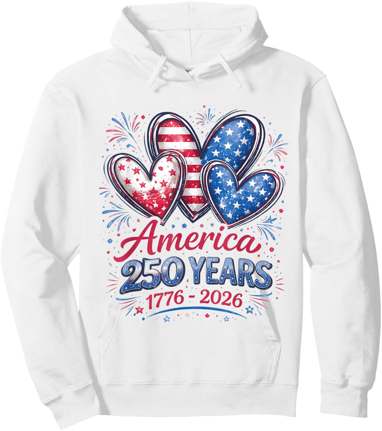 250th Anniversary America Flag Heart 250 Year Women Girls Hoodie - Hoodie | White