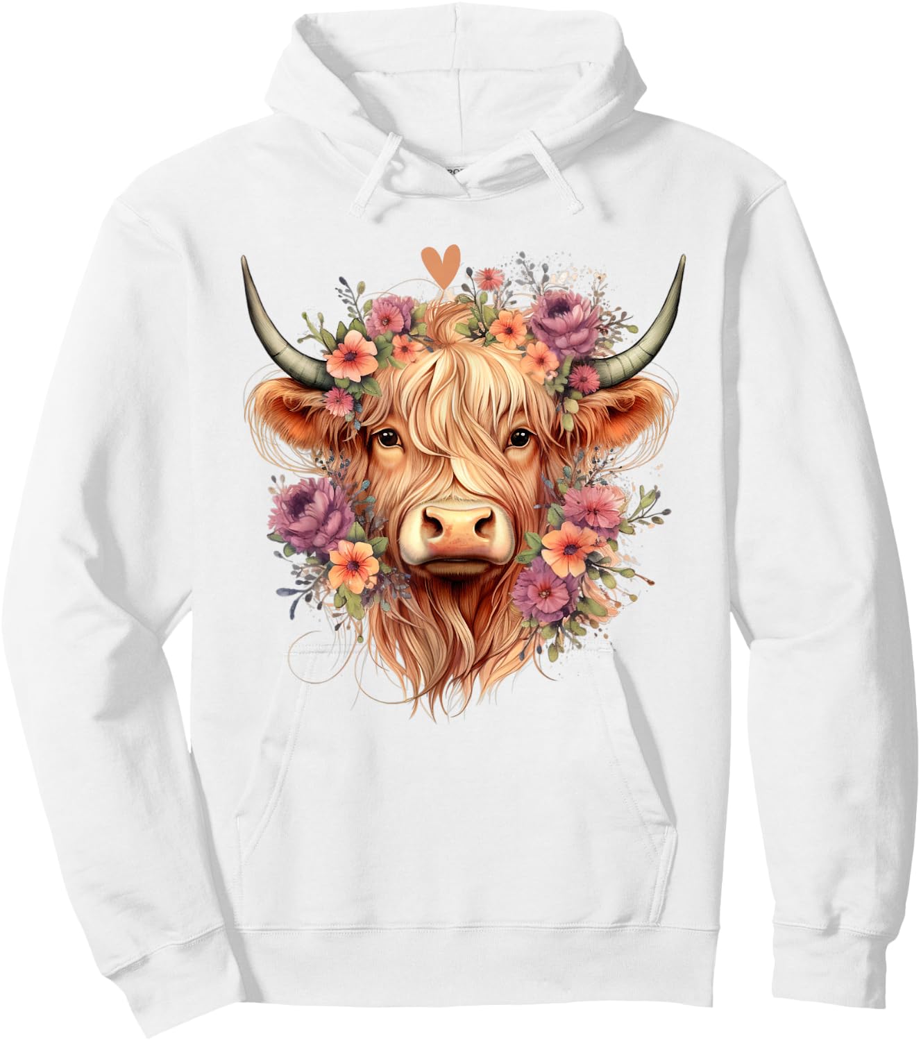 Floral Western Highland Cow Mother's Day Cow Lover Funny , White Hoodie - Hoodie | White