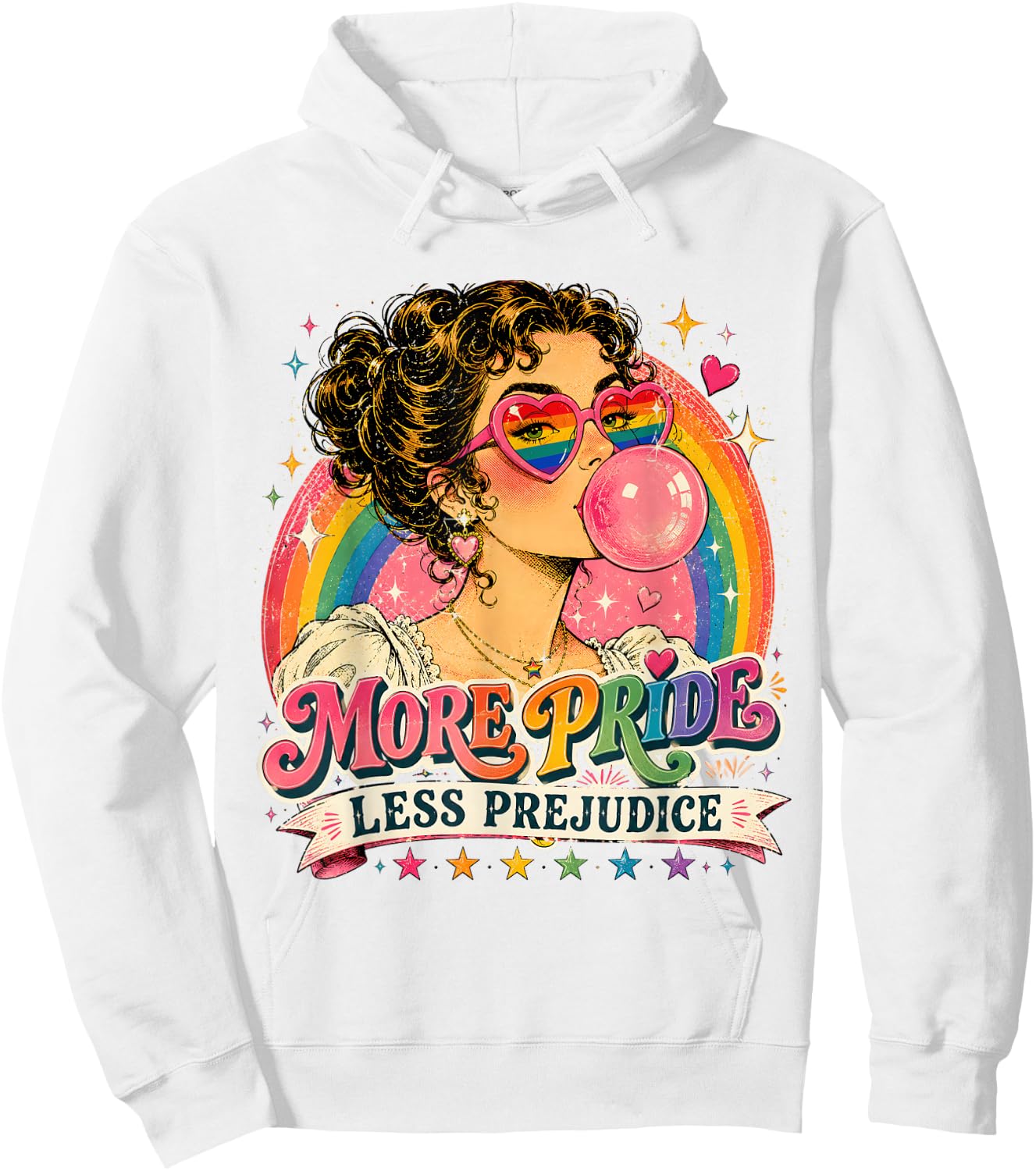More Pride Less Prejudice LGBT Gay Lesbian Support Art Hoodie - Hoodie | White