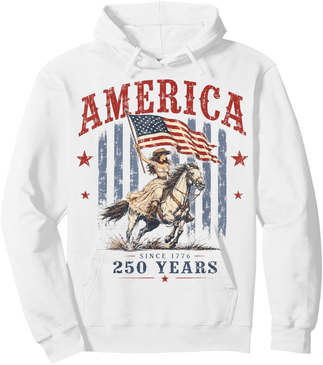 America 250 Years Patriotic Cowgirl 4th July for Girl Women Hoodie - Hoodie | White