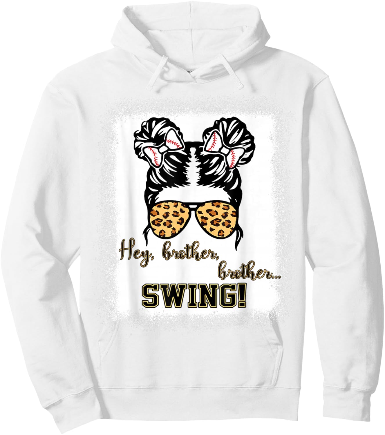 Kids Baseball Sister Hey Brother Brother Swing Toddler Girls Hoodie - Hoodie | White