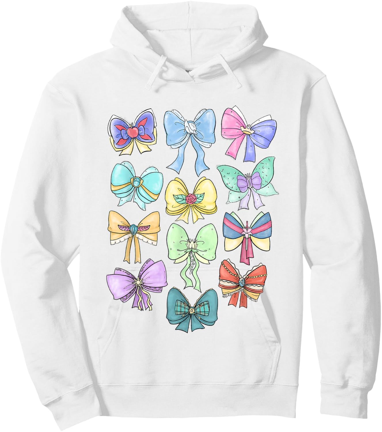 Disney Princess Cute Ribbons and Bows Pastel Colors Logo Hoodie - Hoodie | White