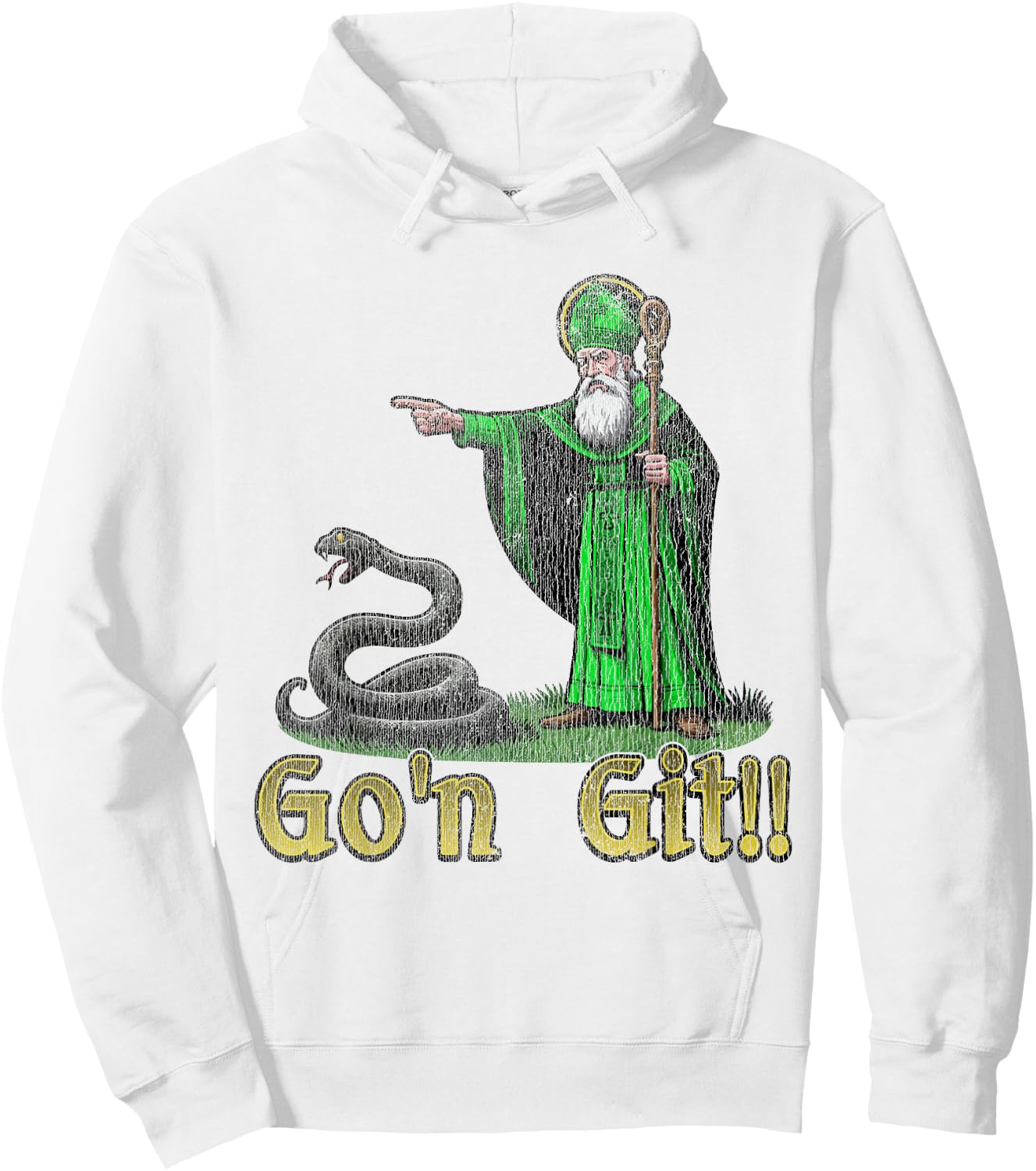 Distressed Go'n Git Funny St Patricks Day Snake Hoodie - Hoodie | White