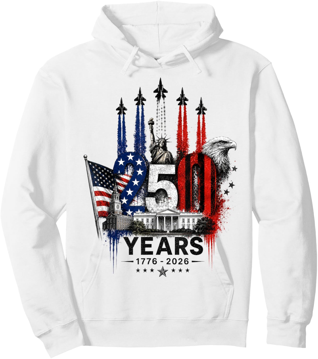 250 Years American 1776 2026 250th 4th July Independence Day Hoodie - Hoodie | White