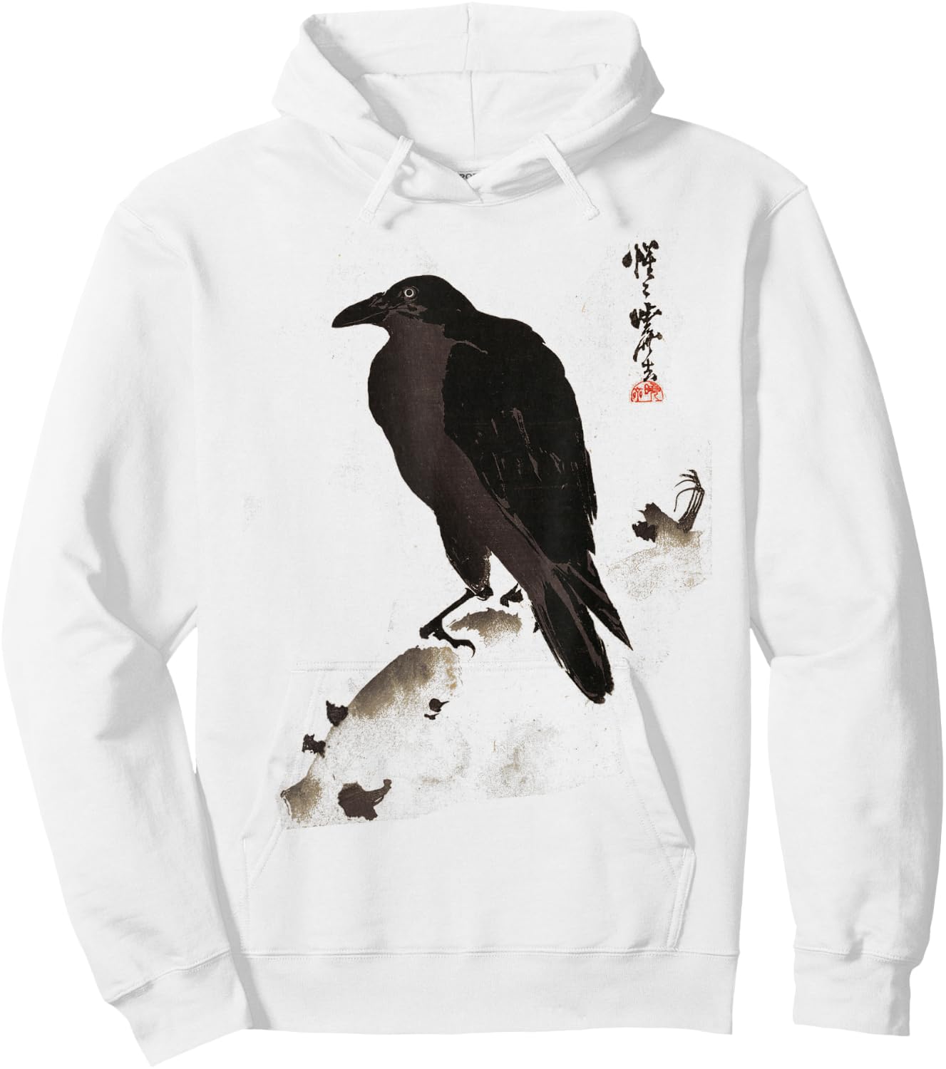 Raven Vintage Illustration Crow Hoodie - Hoodie | White