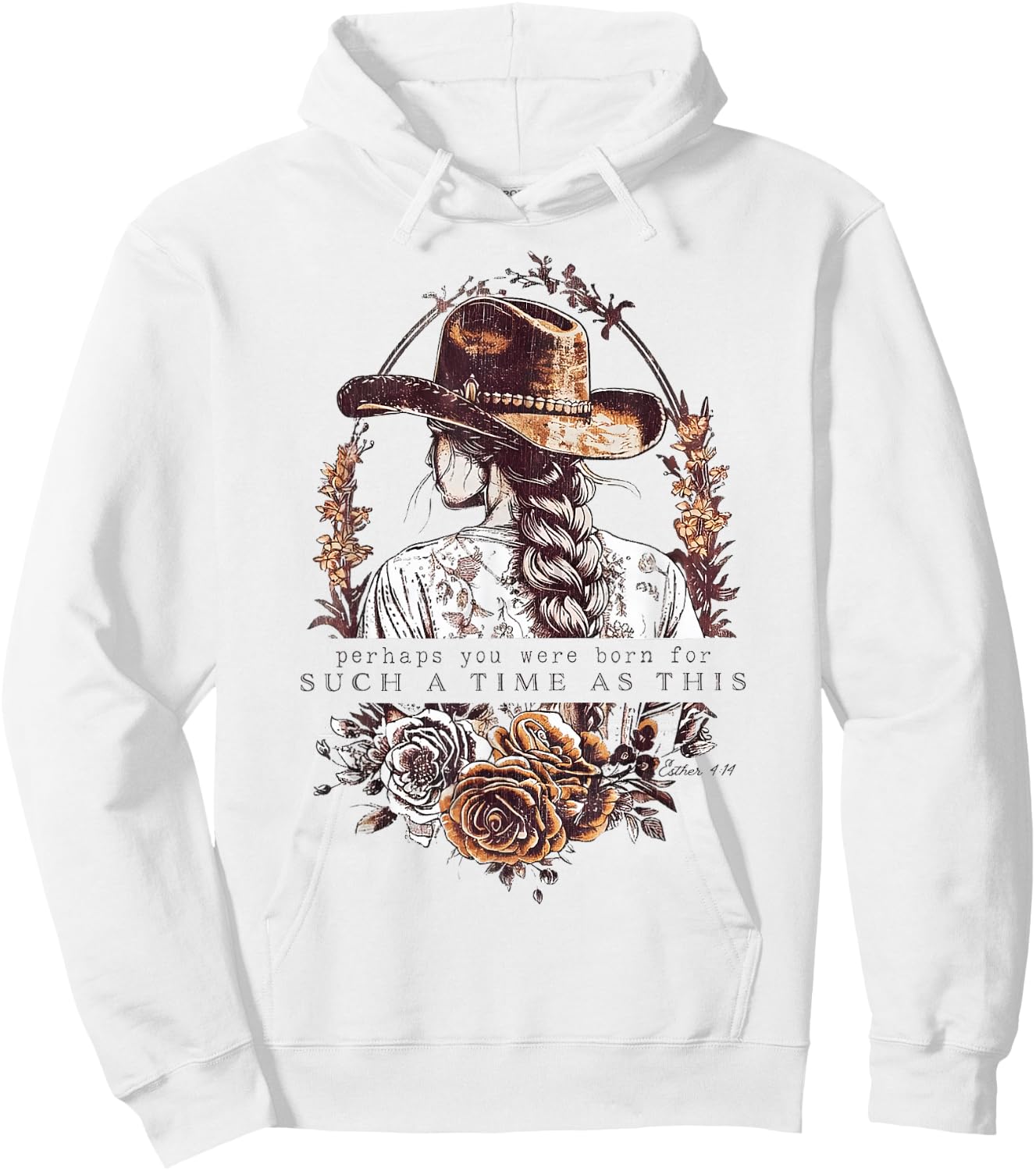 Western Esther 4:14 For Such a Time as This Vintage Cowgirl Hoodie - Hoodie | White
