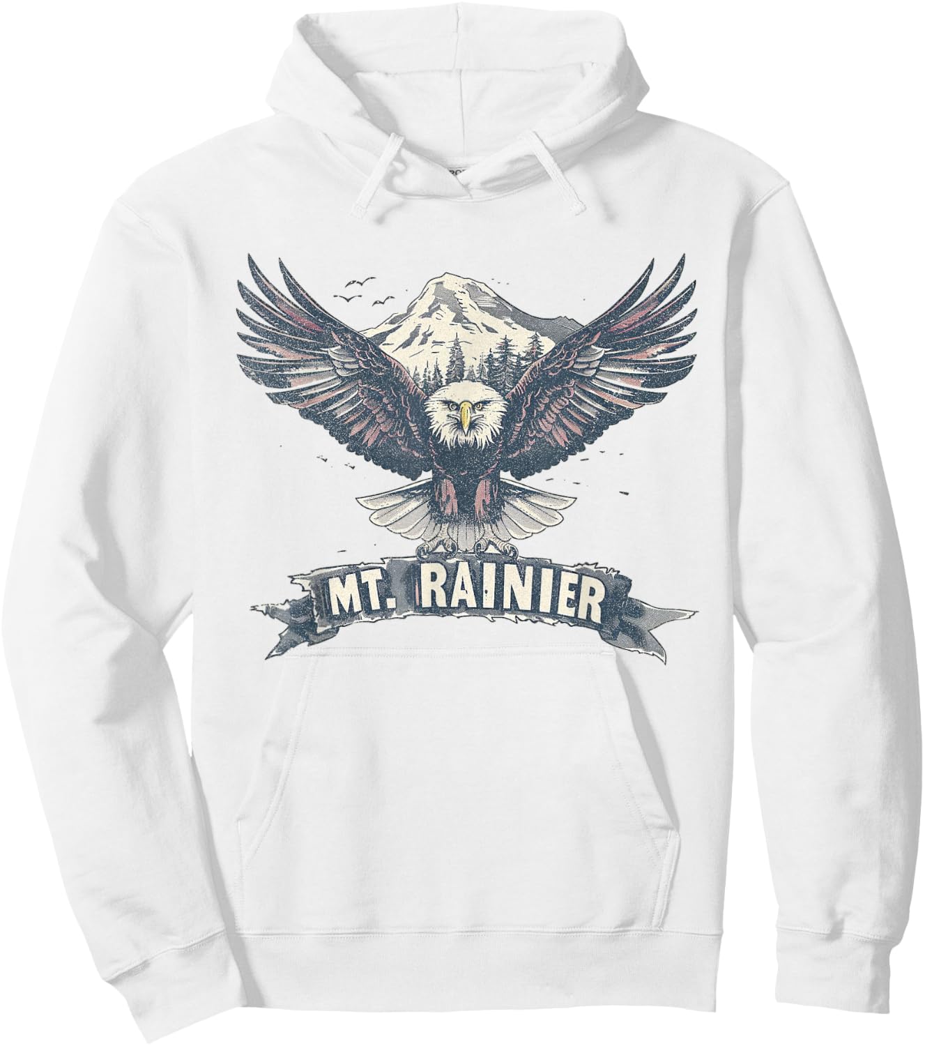 Mount Rainier - US National Park Vintage Men Women Retro Hoodie - Hoodie | White