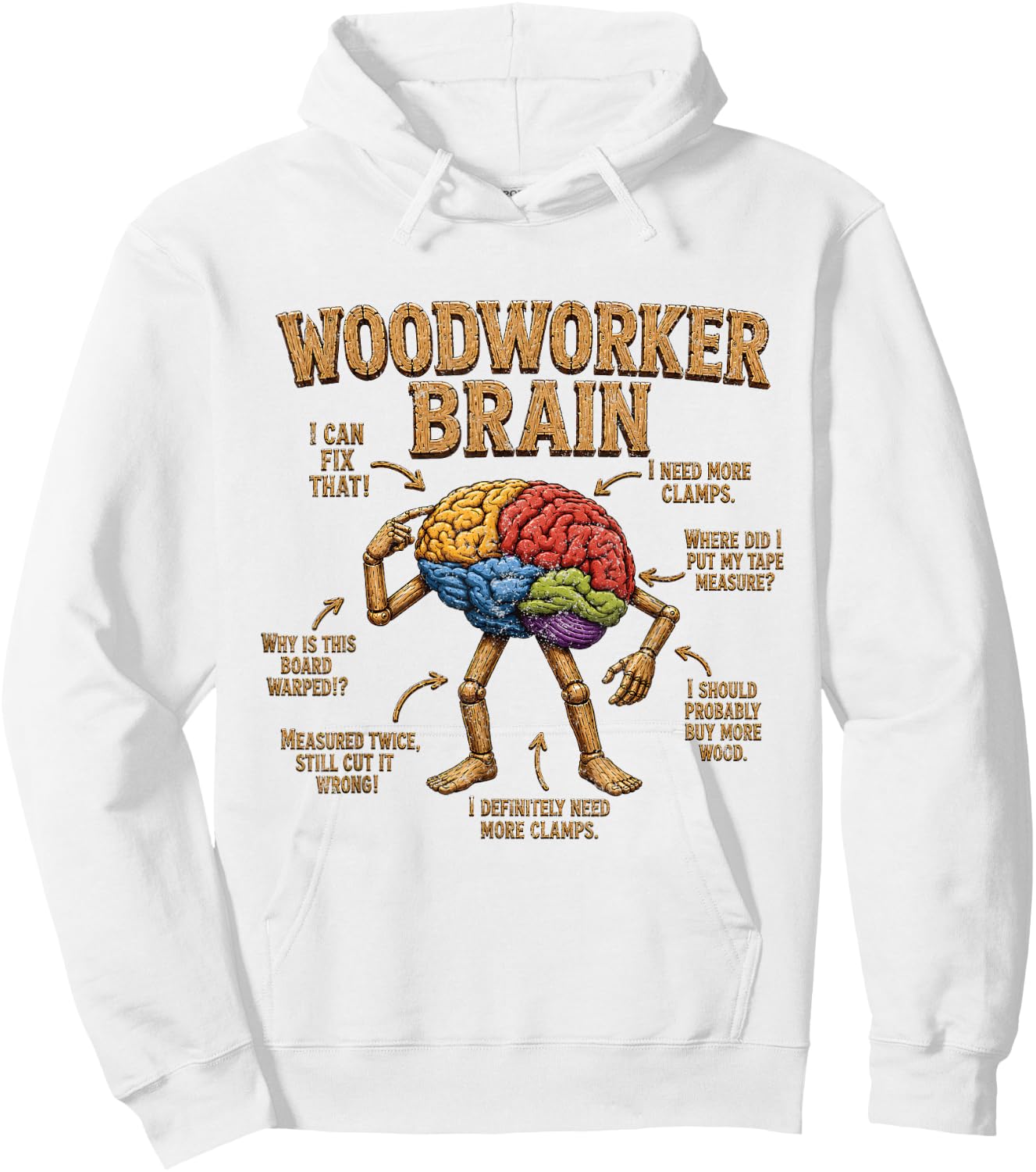 Woodworker Brain Anatomy Funny Lumber Woodworking Carpenter Hoodie - Hoodie | White