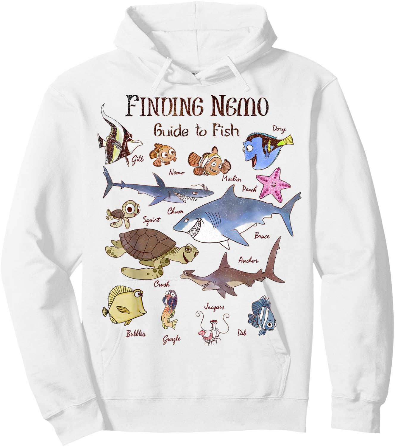 Disney Pixar Finding Nemo Guide to Fish Textbook Sketches Hoodie - Hoodie | White