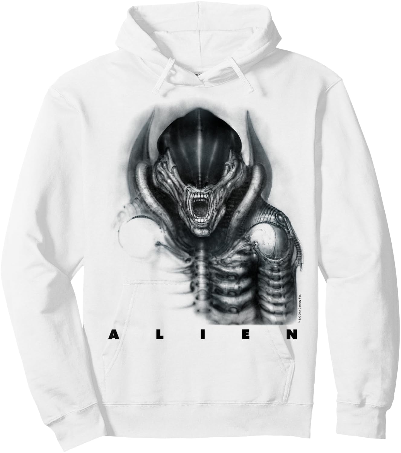 Aliens Iconic Epic Xenomorph Faded Big Chest Epic Portrait Hoodie - Hoodie | White
