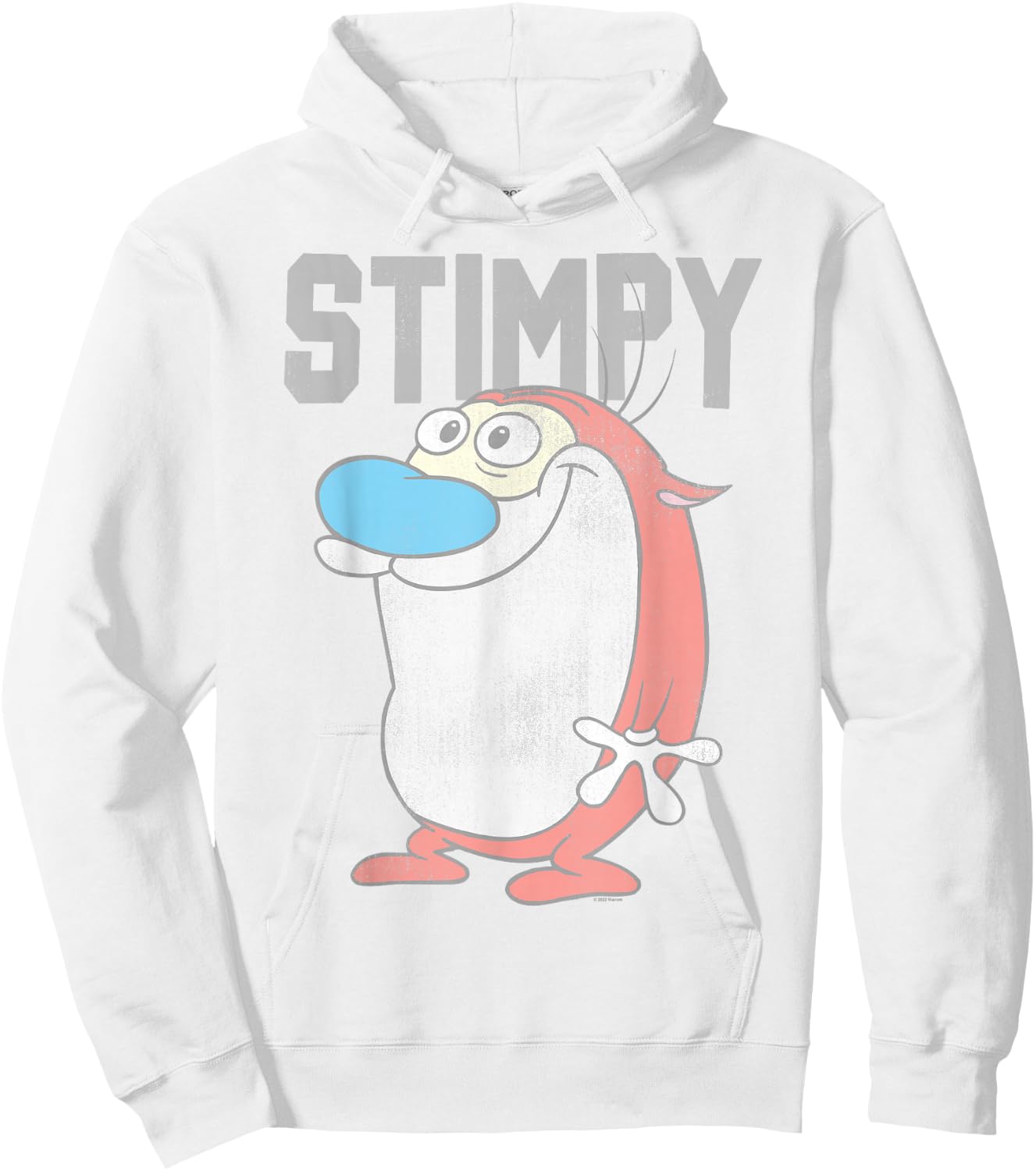 Ren and Stimpy College Stimpy , Weiß, S, Herren, , Cartoon, Klassisch, Polyester, Baumwolle, Halbarm Hoodie - Hoodie | White