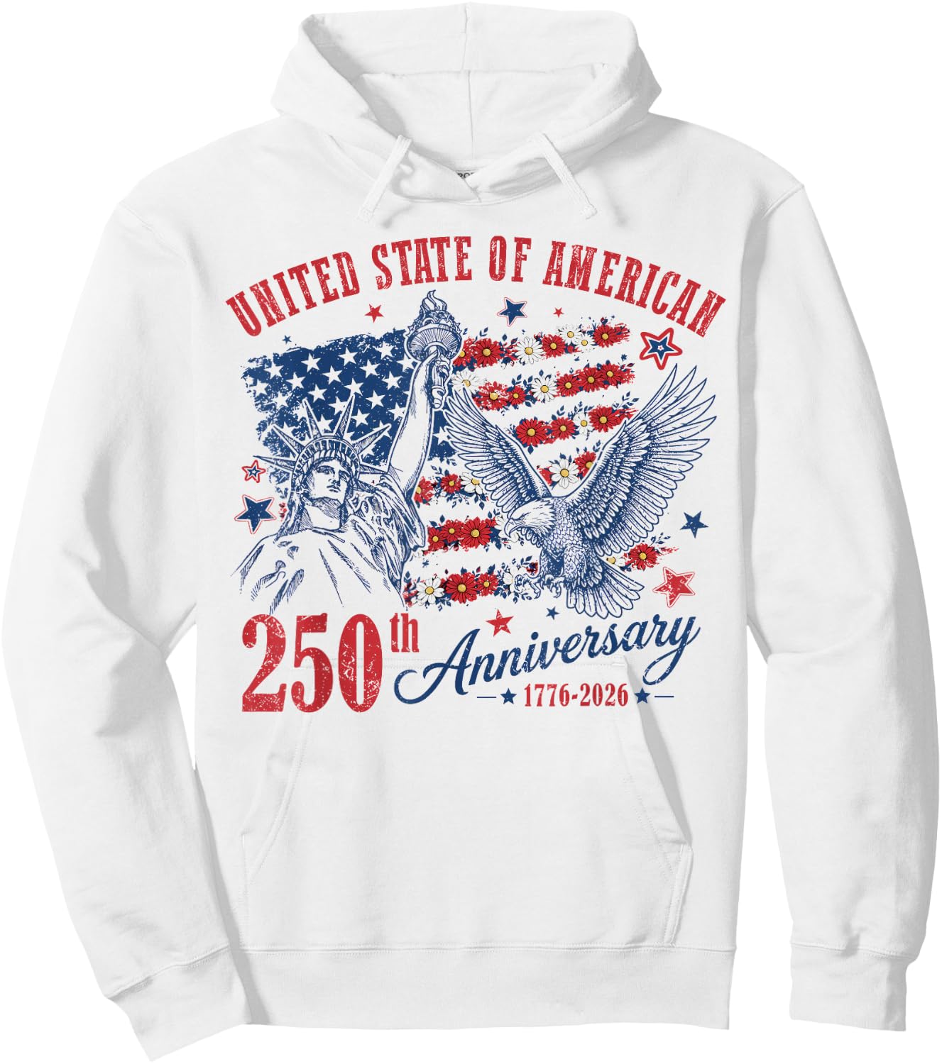 250 Years American 1776 2026 250th Women Kids 4th of July Hoodie - Hoodie | White