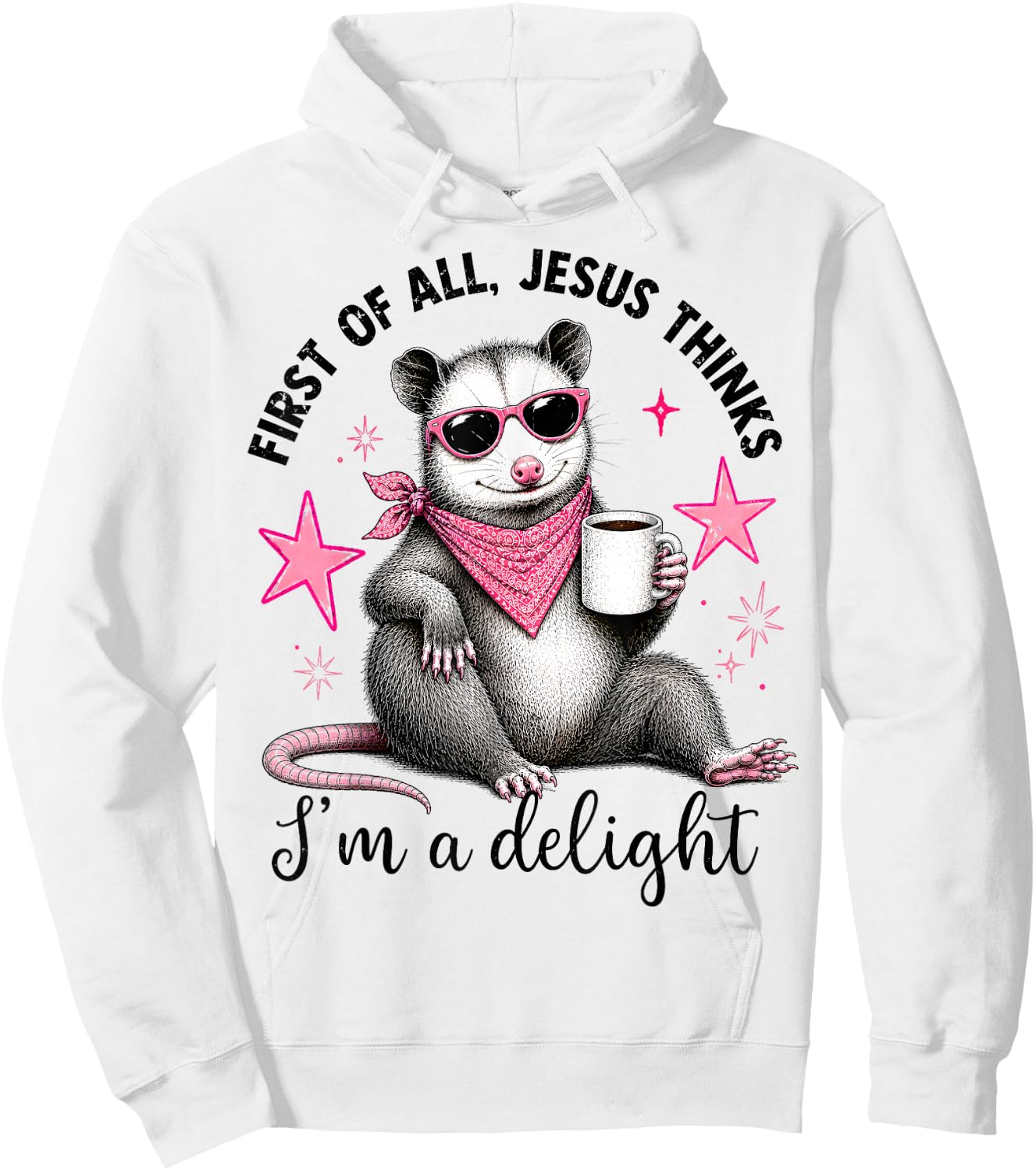 Christian Opossum First of All Jesus Thinks I'm A Delight Hoodie - Hoodie | White