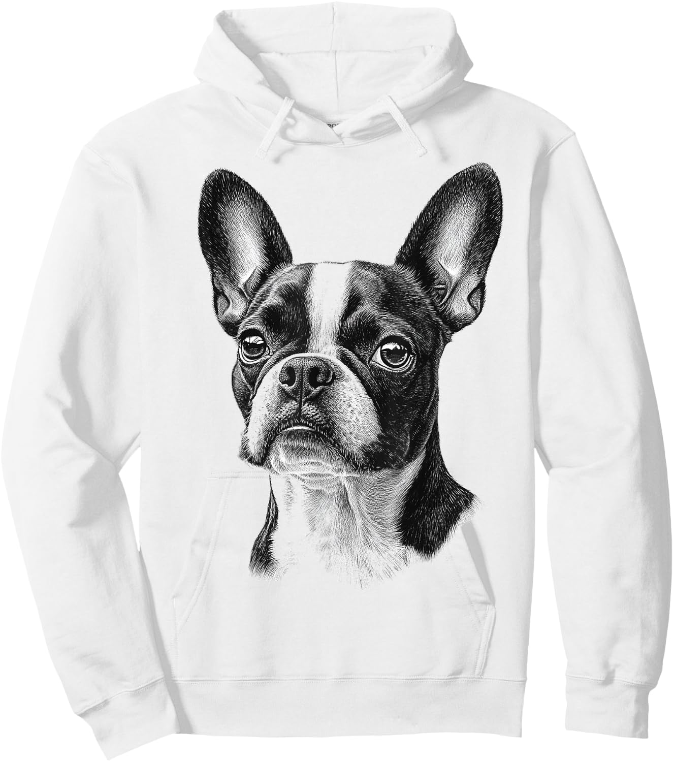 Boston Terrier Dog Motif Pet Illustration Boston Terrier Women Kids Hoodie - Hoodie | White