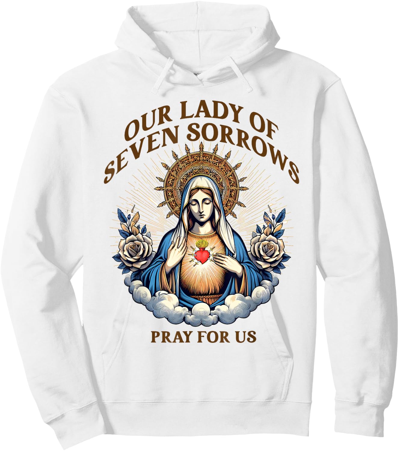 Blessed Virgin Mary Catholic Faith Our Lady Of Seven Sorrows Hoodie - Hoodie | White