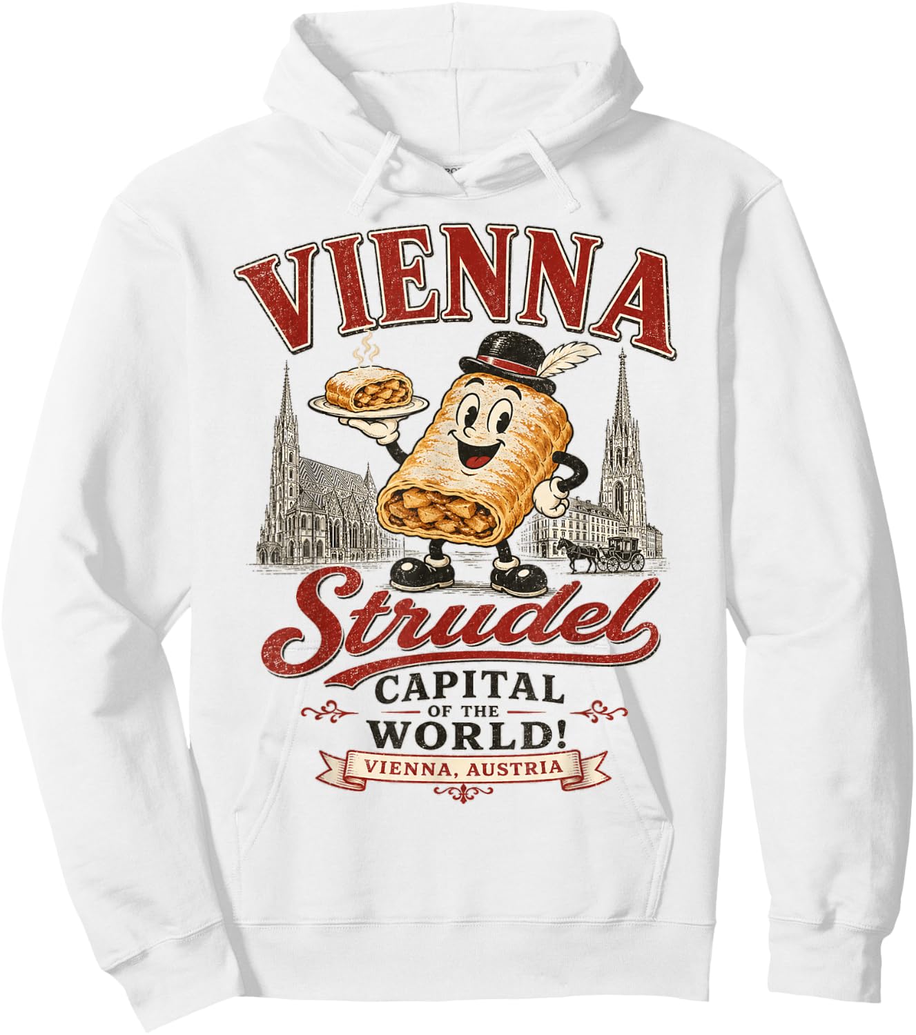 Vienna Austria - Strudel Capital of the World - Mascot Logo Hoodie - Hoodie | White