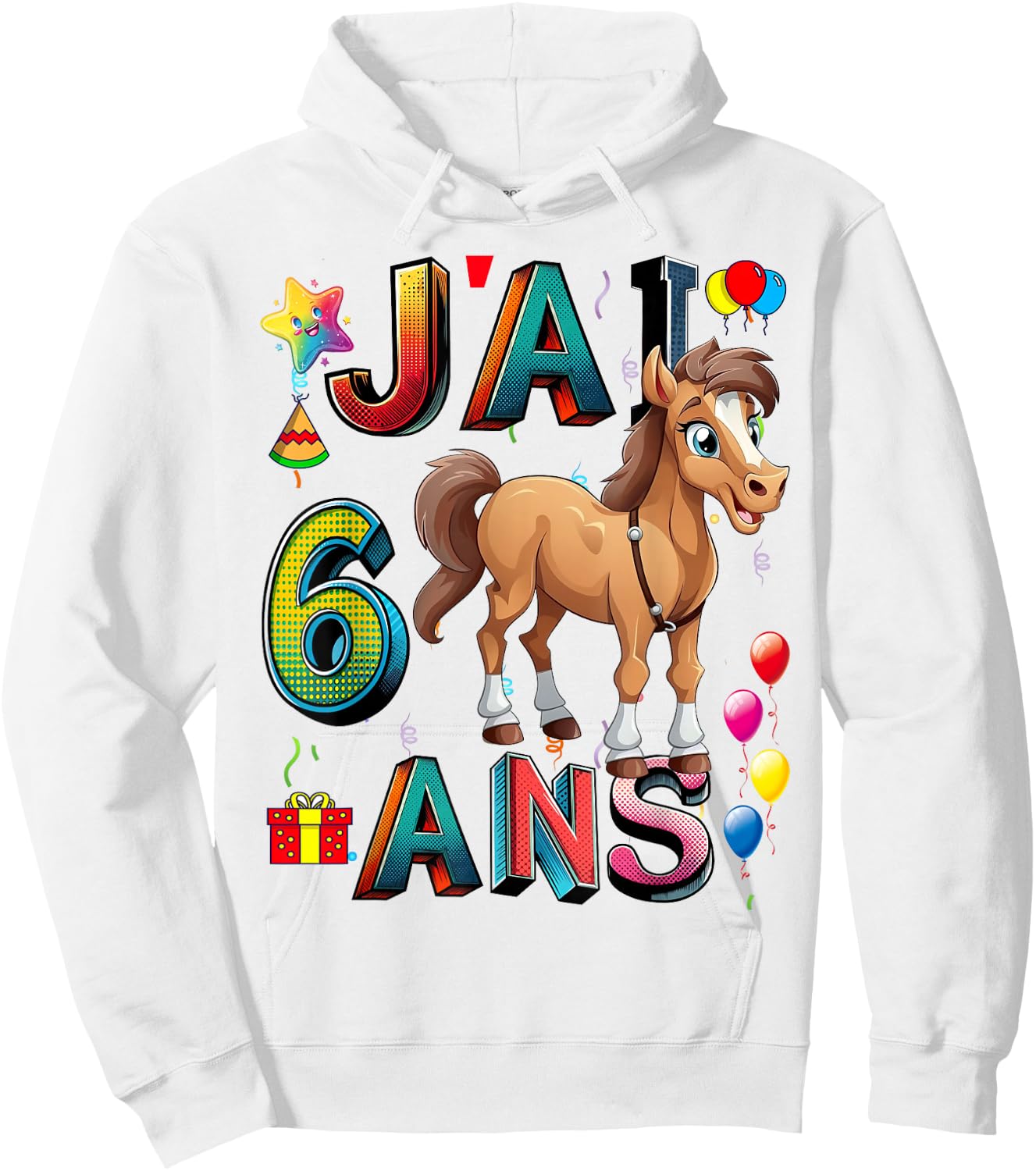 Child Horse Child 6 Years Birthday Boy Girl Horse Hoodie - Hoodie | White