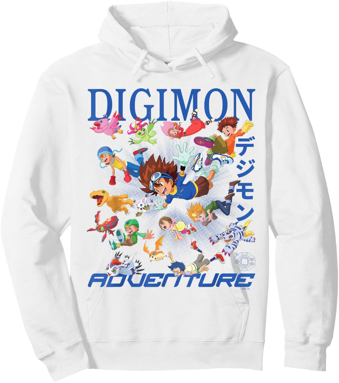 Digimon Flying Character Collage with Logo Digital Monsters Hoodie - Hoodie | White