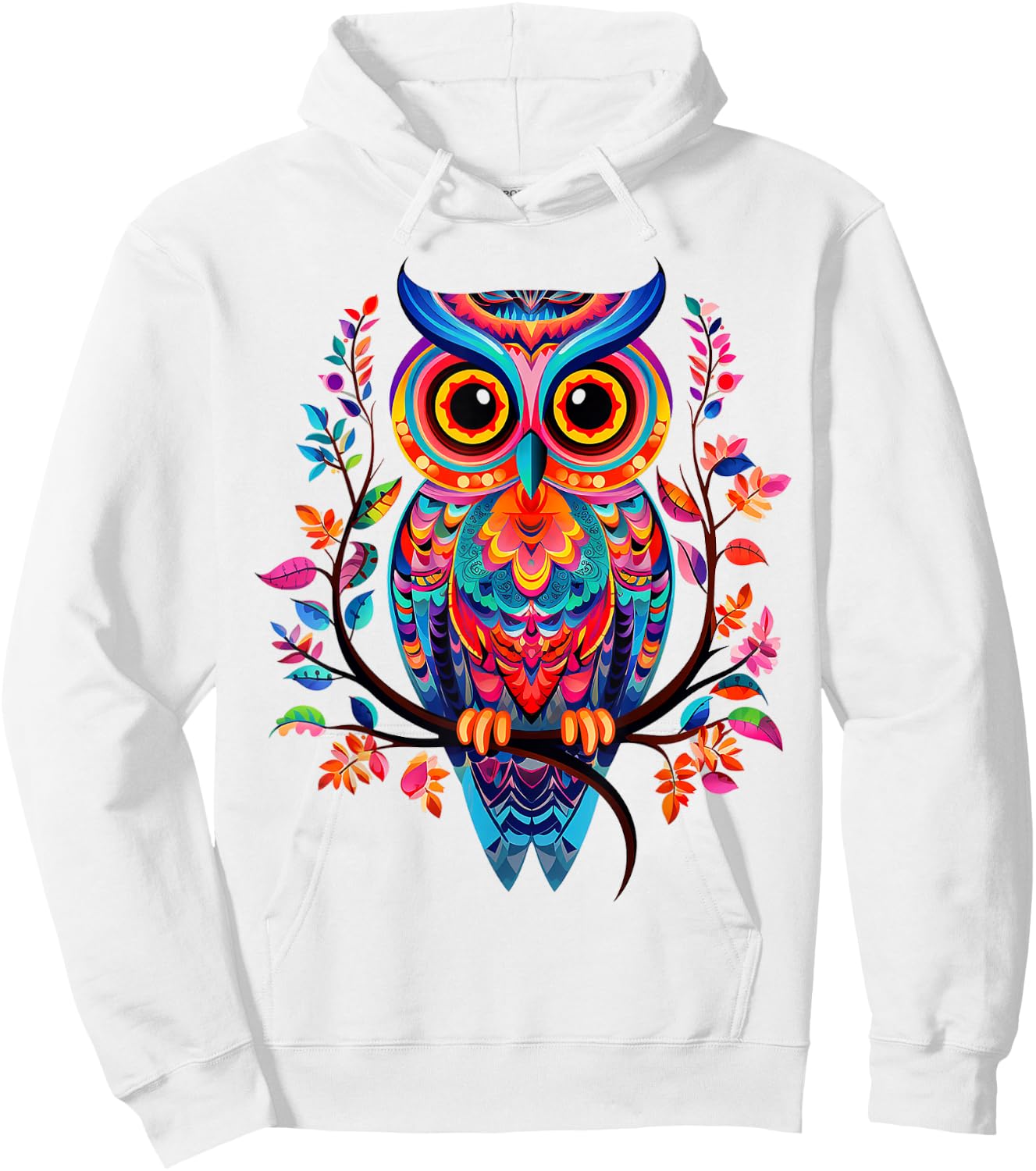 Owl Animal Nature Pattern Colorful Illustration Abstract Owl , white, S Hoodie - Hoodie | White