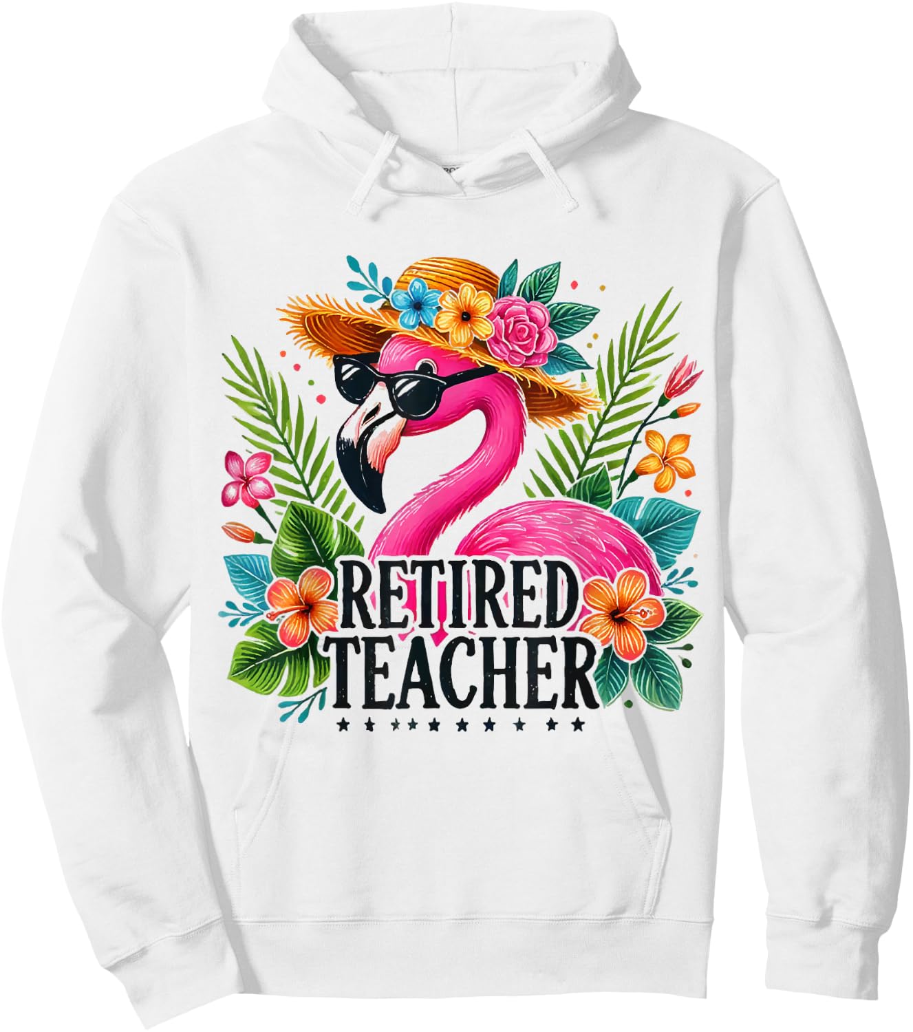 Pink Flamingo Bird Lover Retired Teacher Retirement Gift Hoodie - Hoodie | White