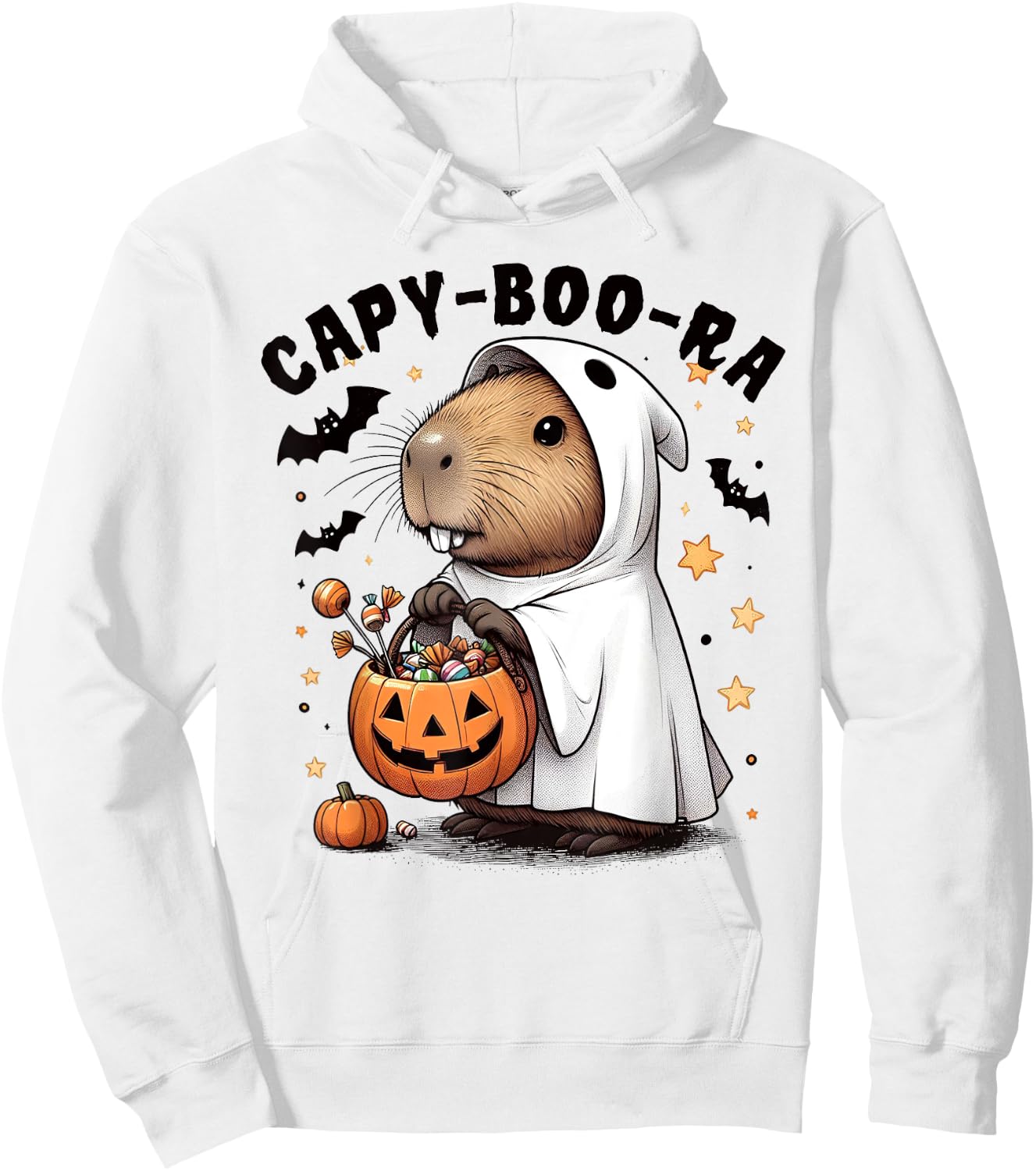 Fun Spooky Capybara Capy-Boo-ra Halloween Ghost Boo Costume Hoodie - Hoodie | White