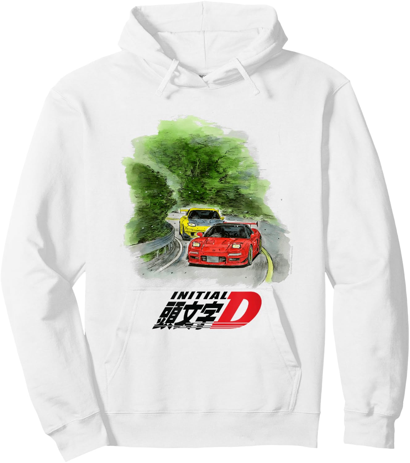 Initial D Manga Watercolor Cars Racing Hoodie - Hoodie | White