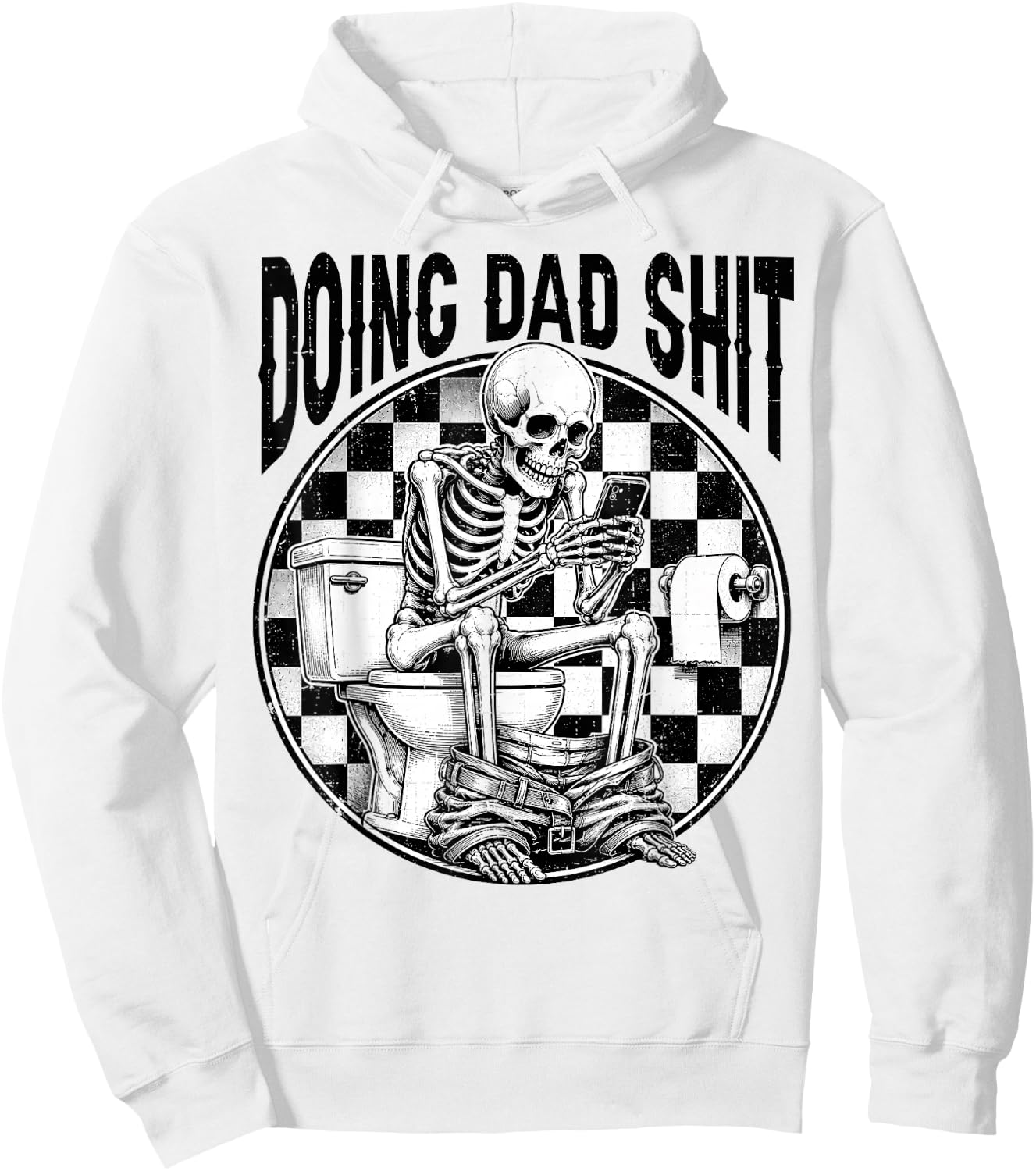 Doing Dad Shit Dad Joke Skeleton Dad Funny Dad Father's Day Hoodie - Hoodie | White