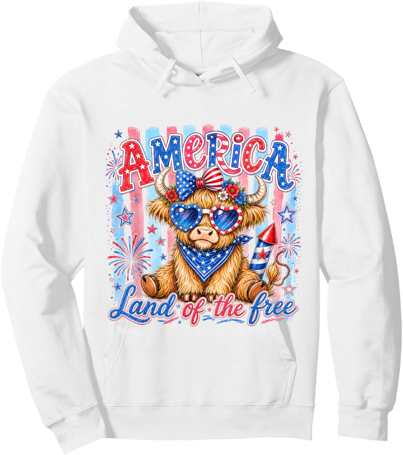 America Land of The Free Cute Cow Sunglasses Holiday Present Hoodie - Hoodie | White