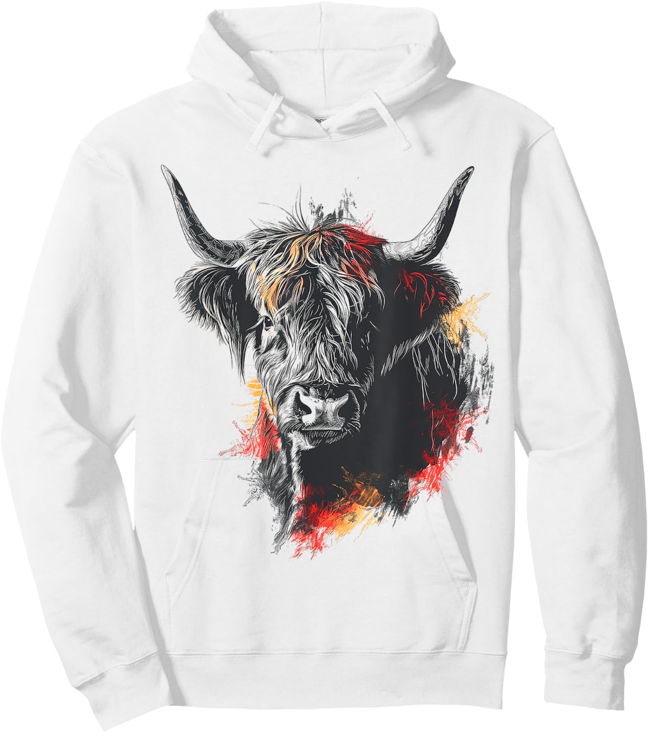 Highland Cow Tierzoo Zeichnung Hochlandkuh Hoodie - Hoodie | White