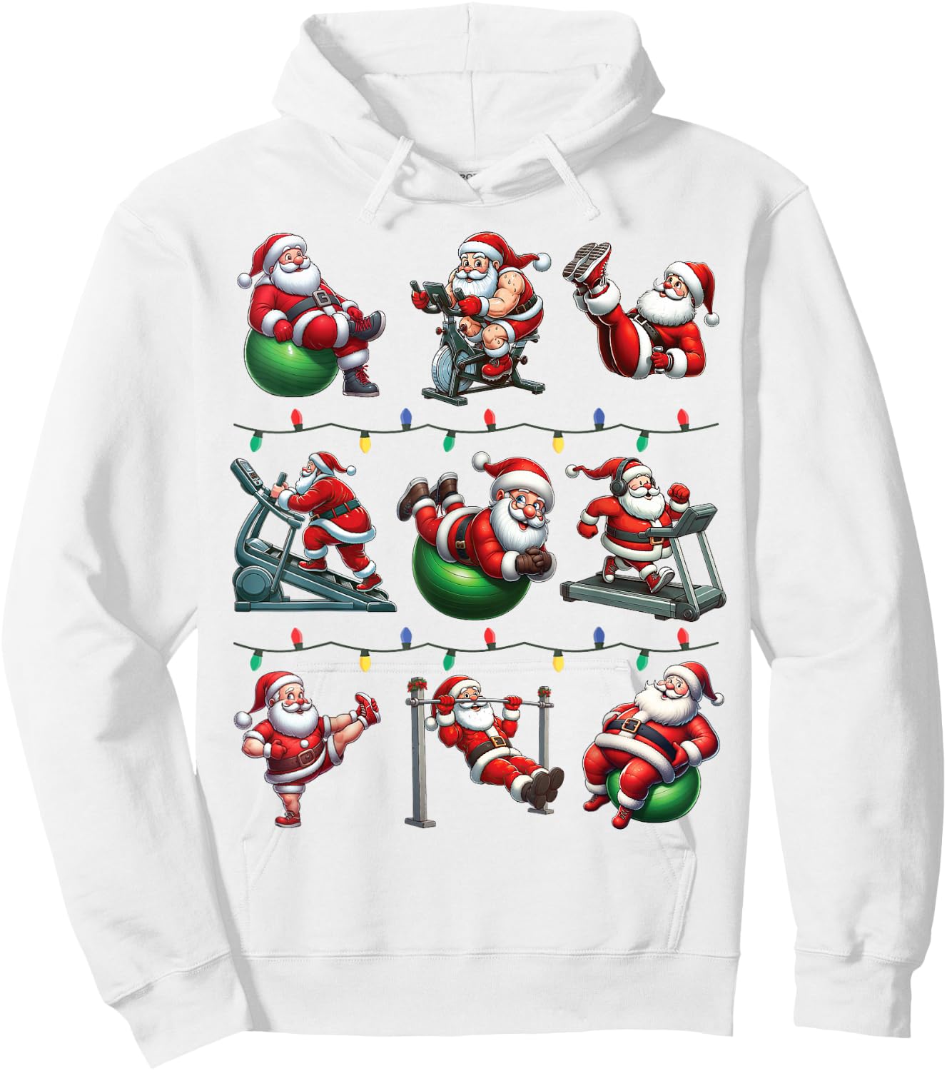 Santa Fitness Collection Gym Workout Weightlifting Christmas Hoodie - Hoodie | White